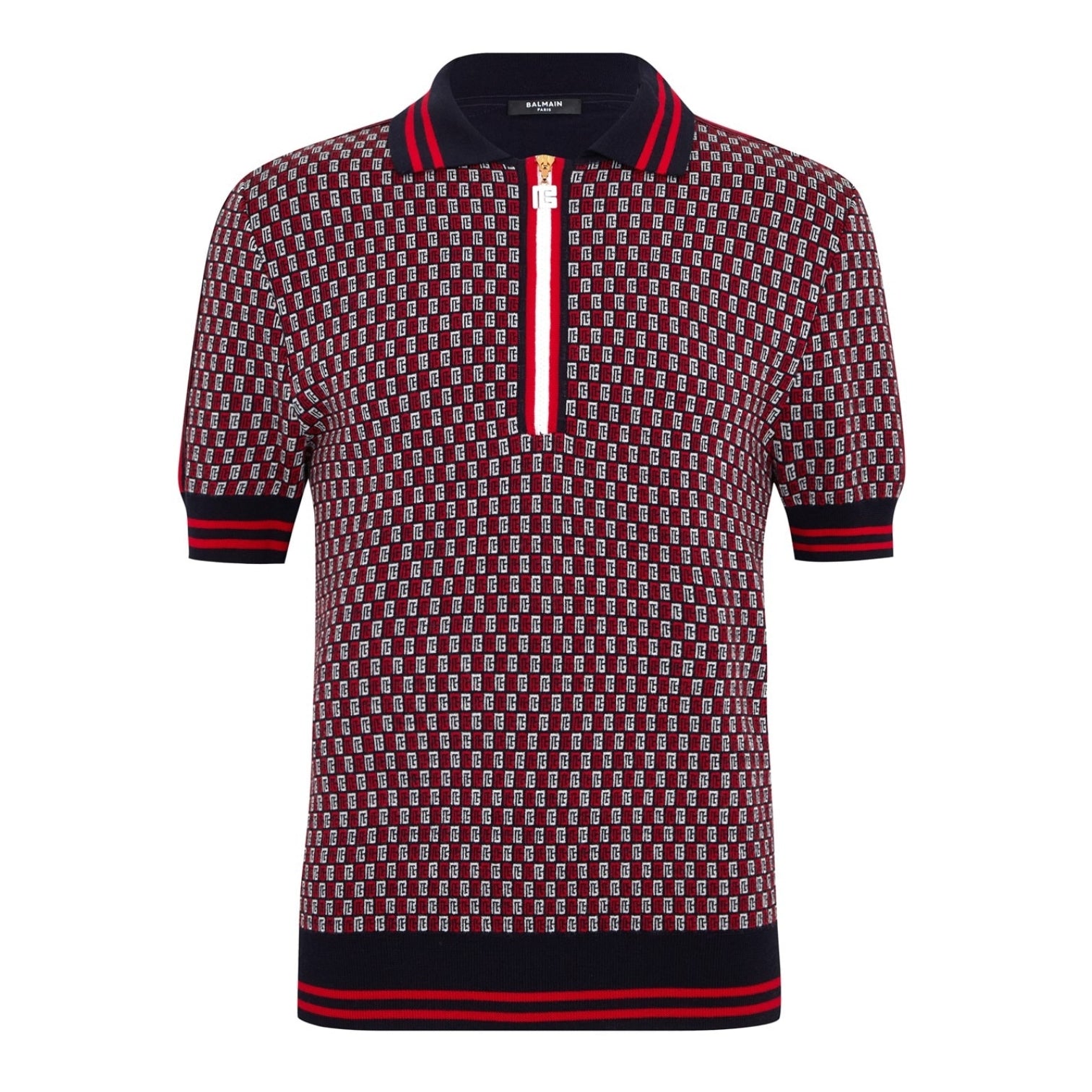 LUXURY HUB BALMAIN CHECK POLO SHIRT