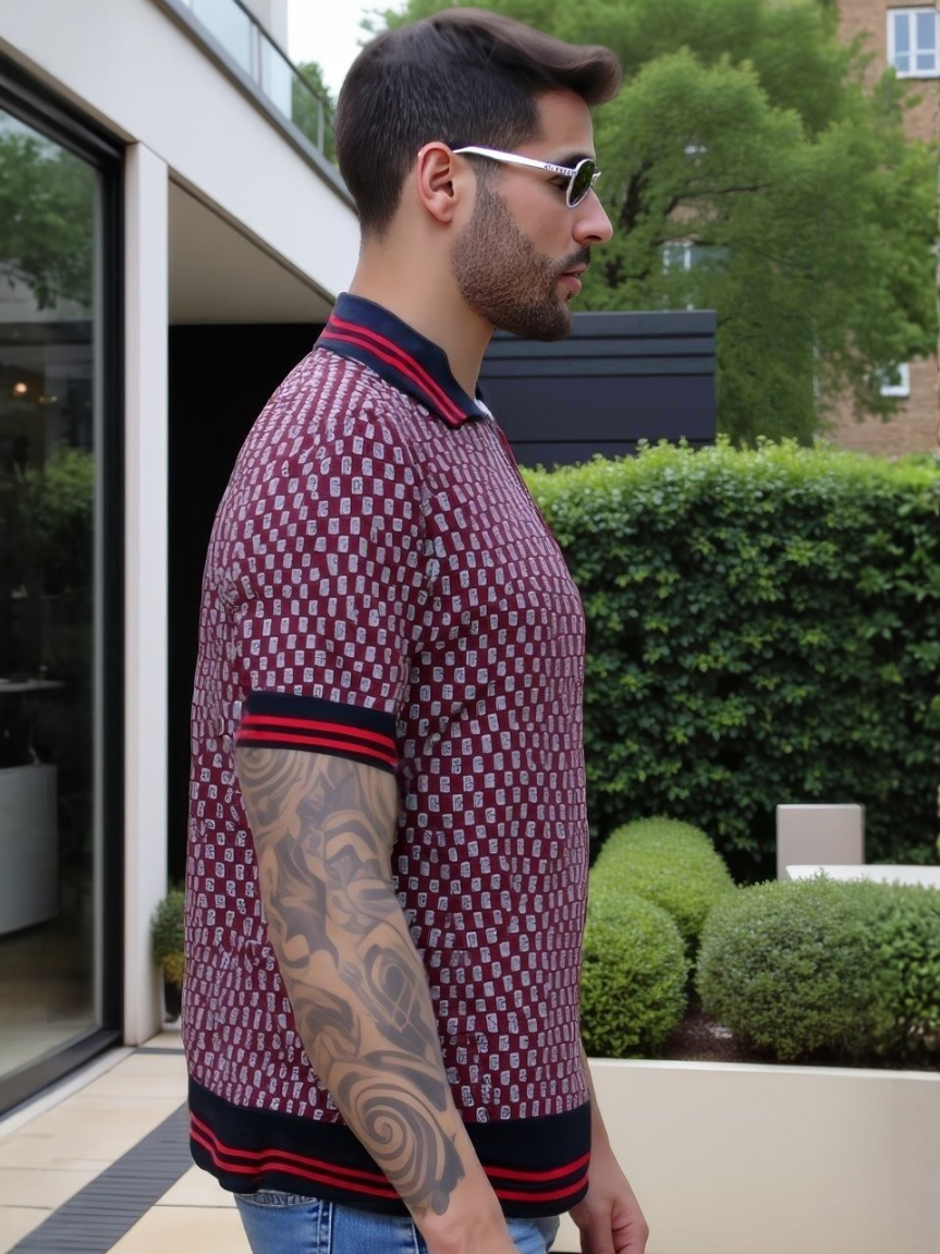 LUXURY HUB BALMAIN CHECK POLO SHIRT