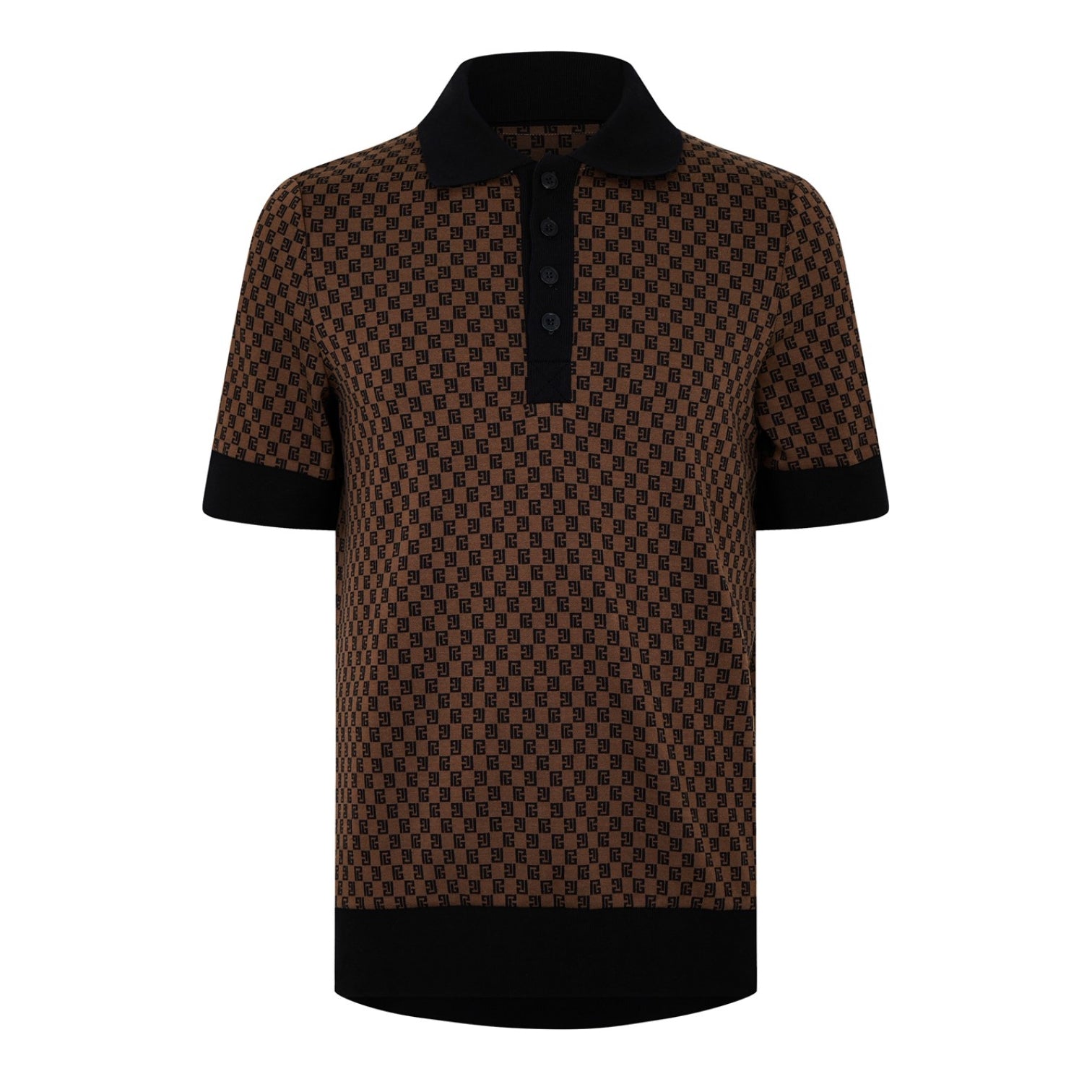 LUXURY HUB BALMAIN MONOGRAMMED POLO SHIRT