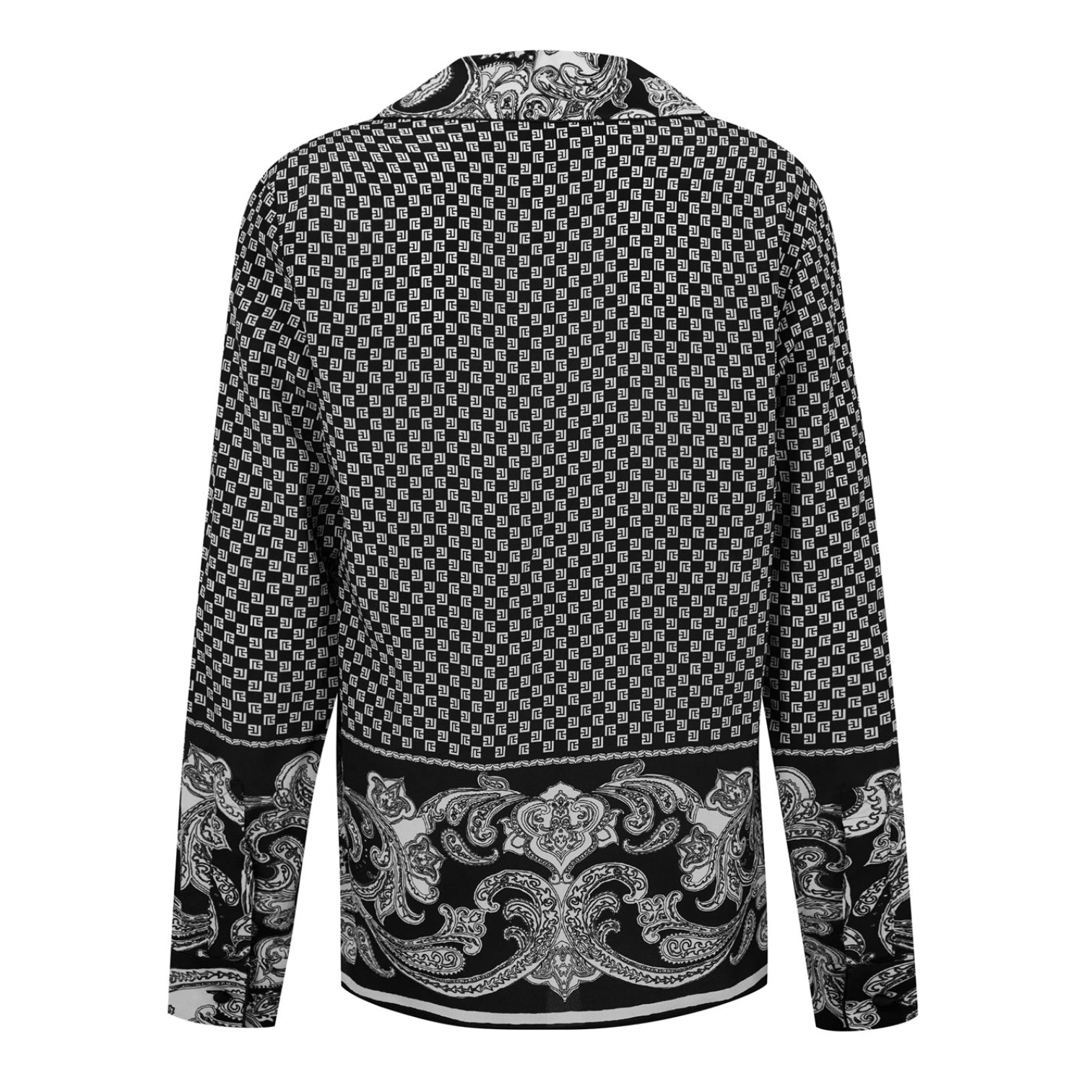 LUXURY HUB BALMAIN MONOGRAM SILK PYJAMA SHIRT