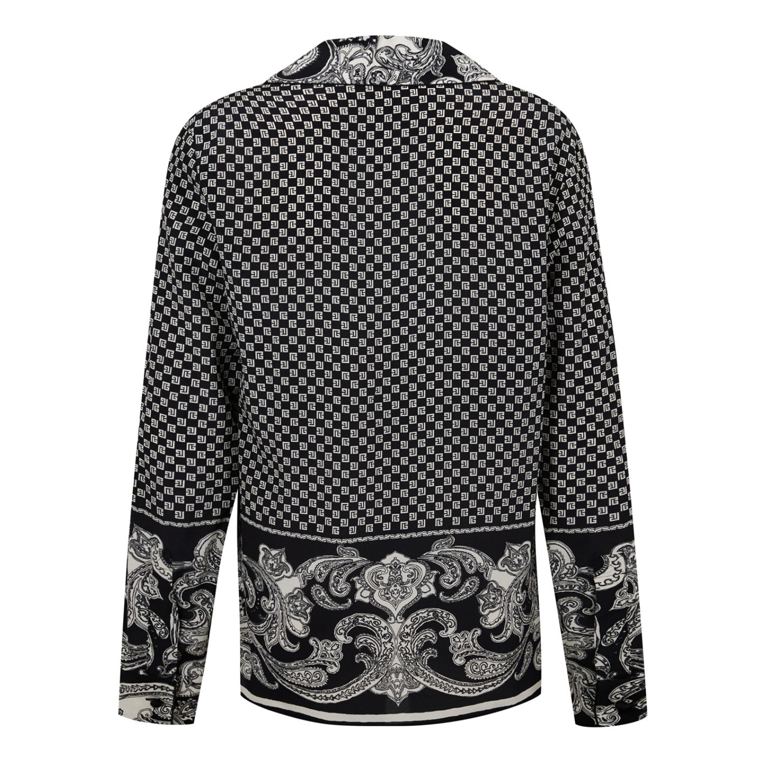 LUXURY HUB BALMAIN MONOGRAM SILK PYJAMA SHIRT