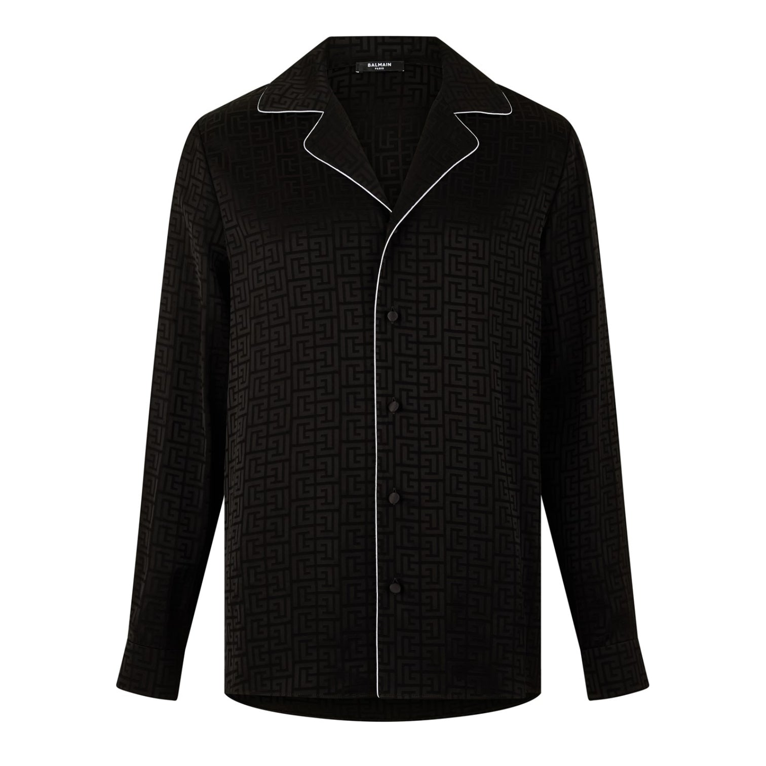 LUXURY HUB BALMAIN SATIN MONOGRAM SHIRT