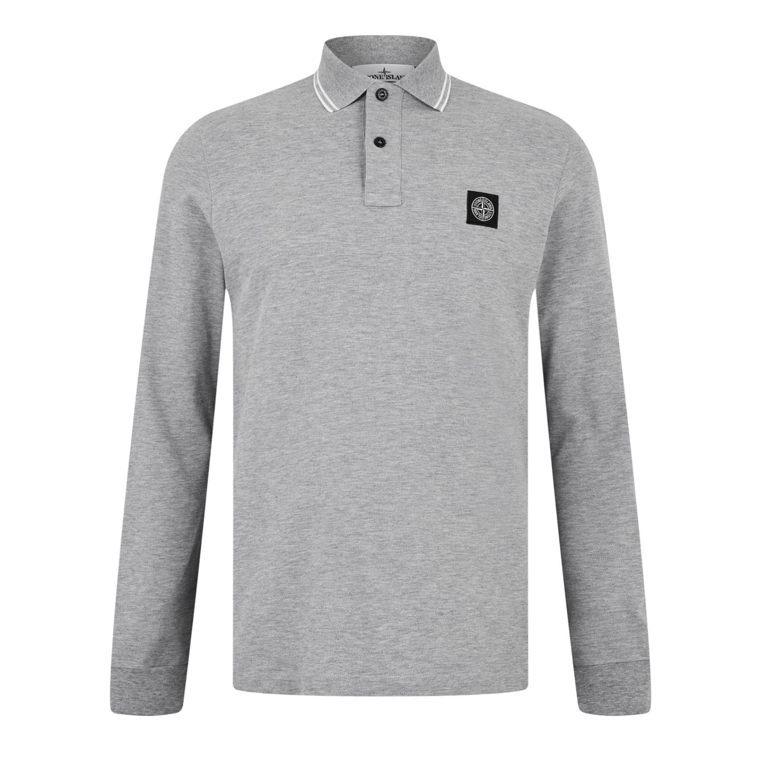 LUXURY HUB STONE ISLAND LONG SLEEVE PATCH POLO SHIRT