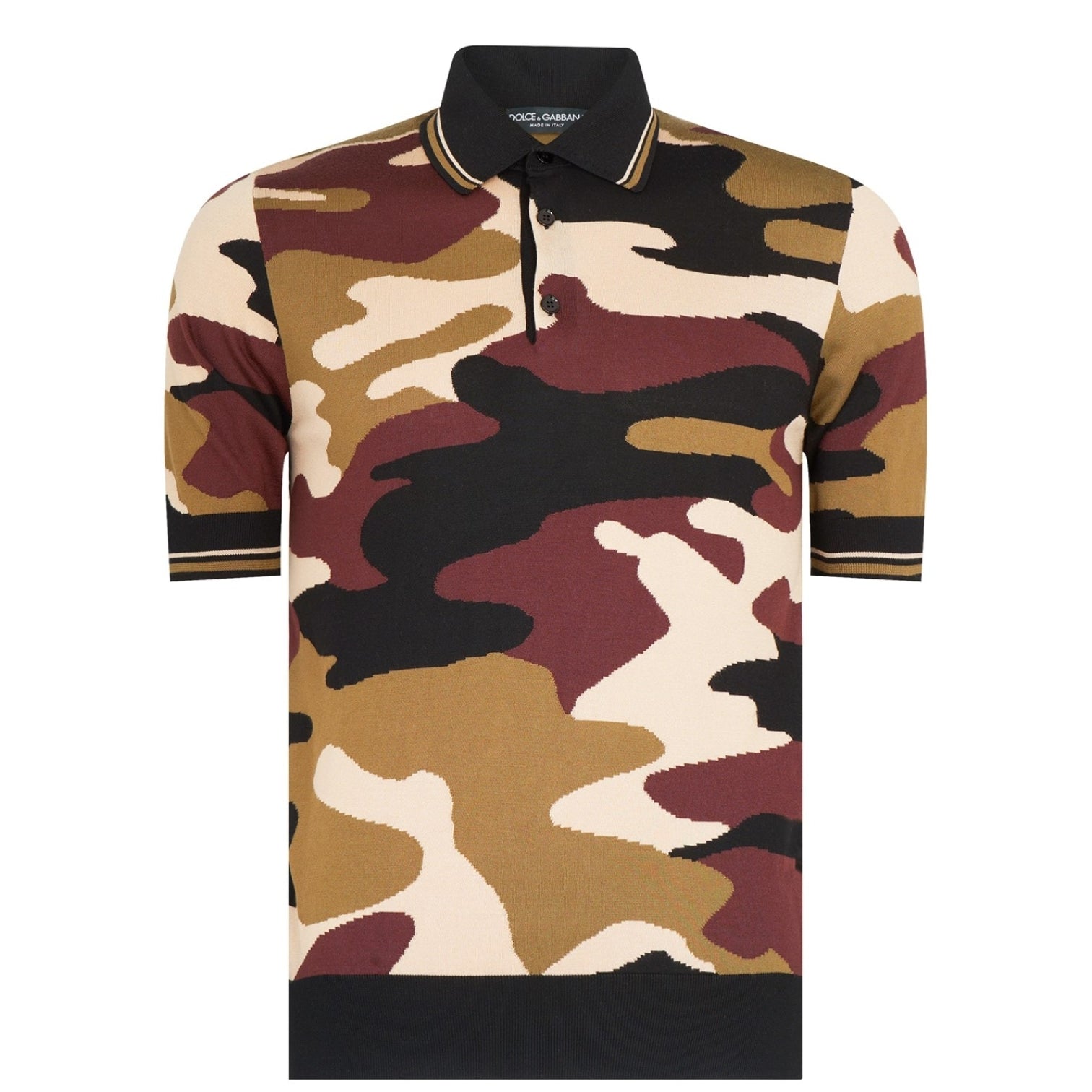 LUXURY HUB DOLCE AND GABBANA CAMO SHORT SLEEVE POLO SHIRT