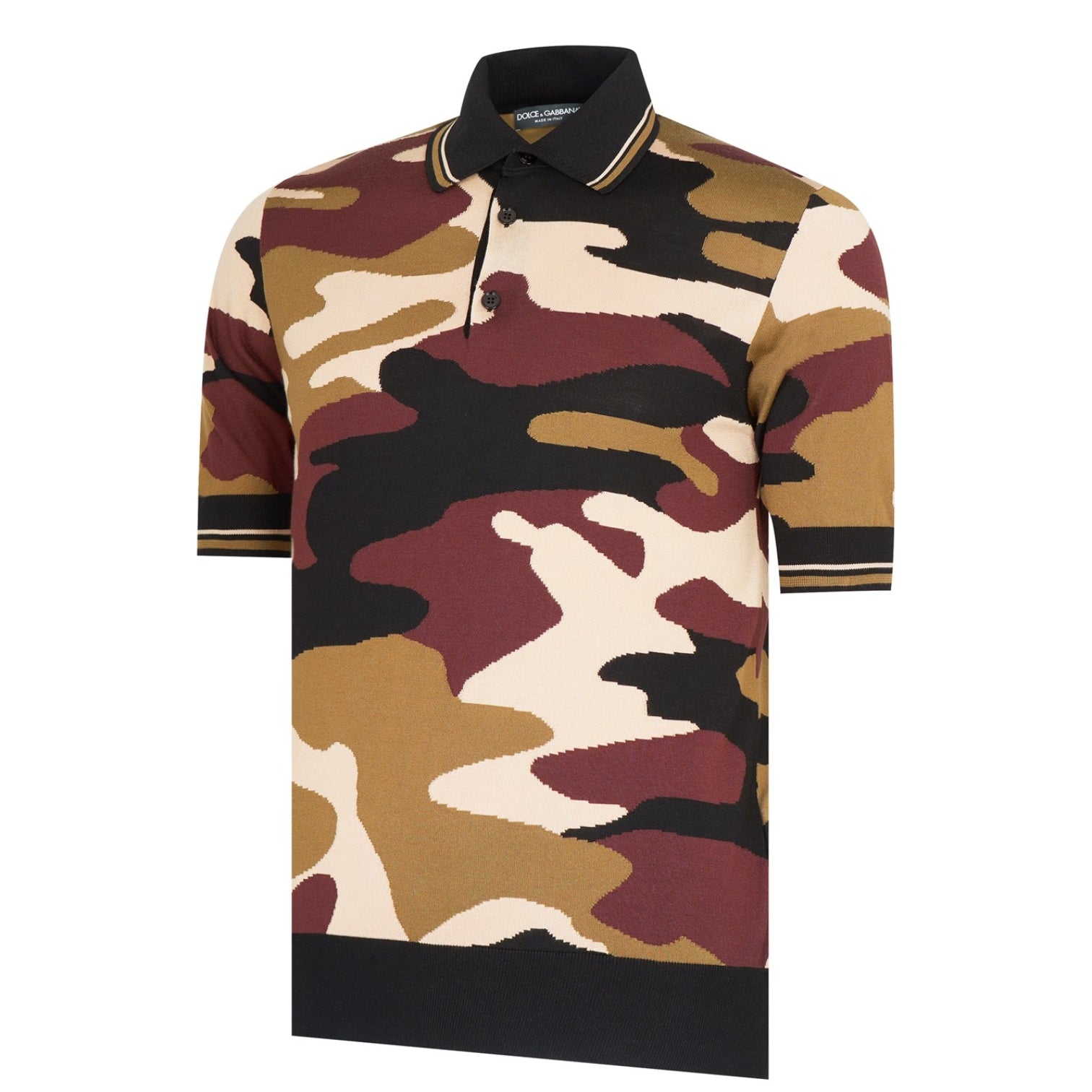 LUXURY HUB DOLCE AND GABBANA CAMO SHORT SLEEVE POLO SHIRT