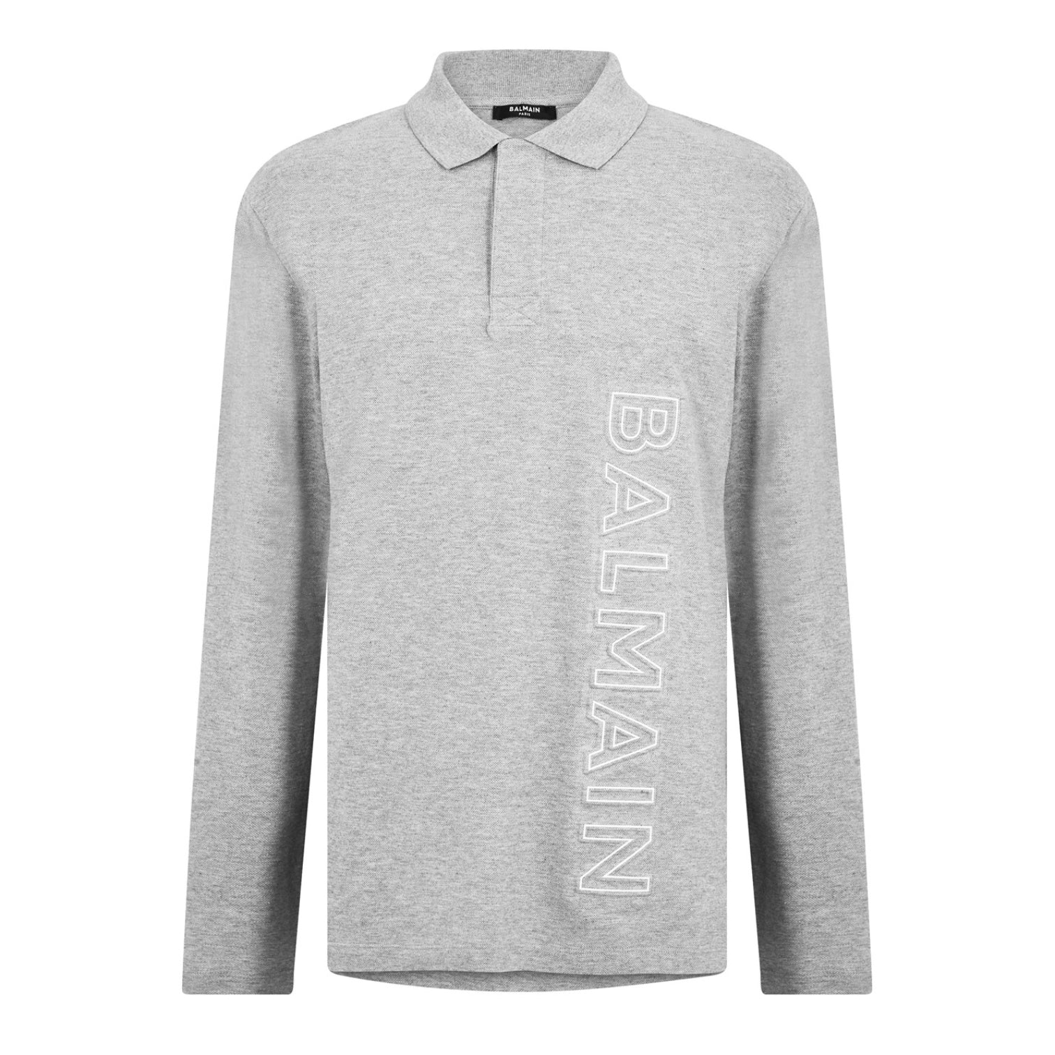 LUXURY HUB BALMAIN EMBOSSED LONG SLEEVE POLO