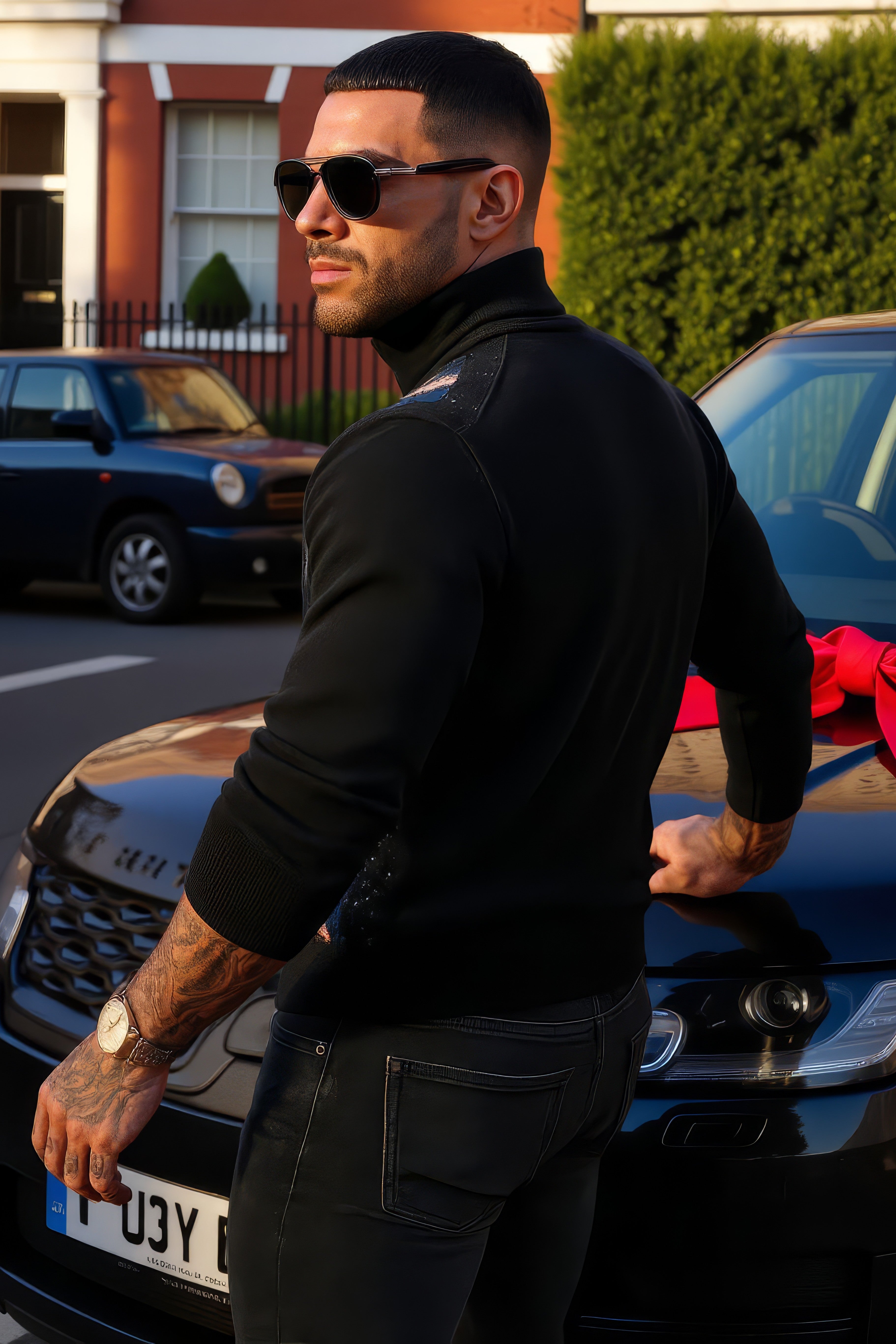 LUXURY HUB AMIRI CRYSTAL LONG SLEEVE POLO SHIRT