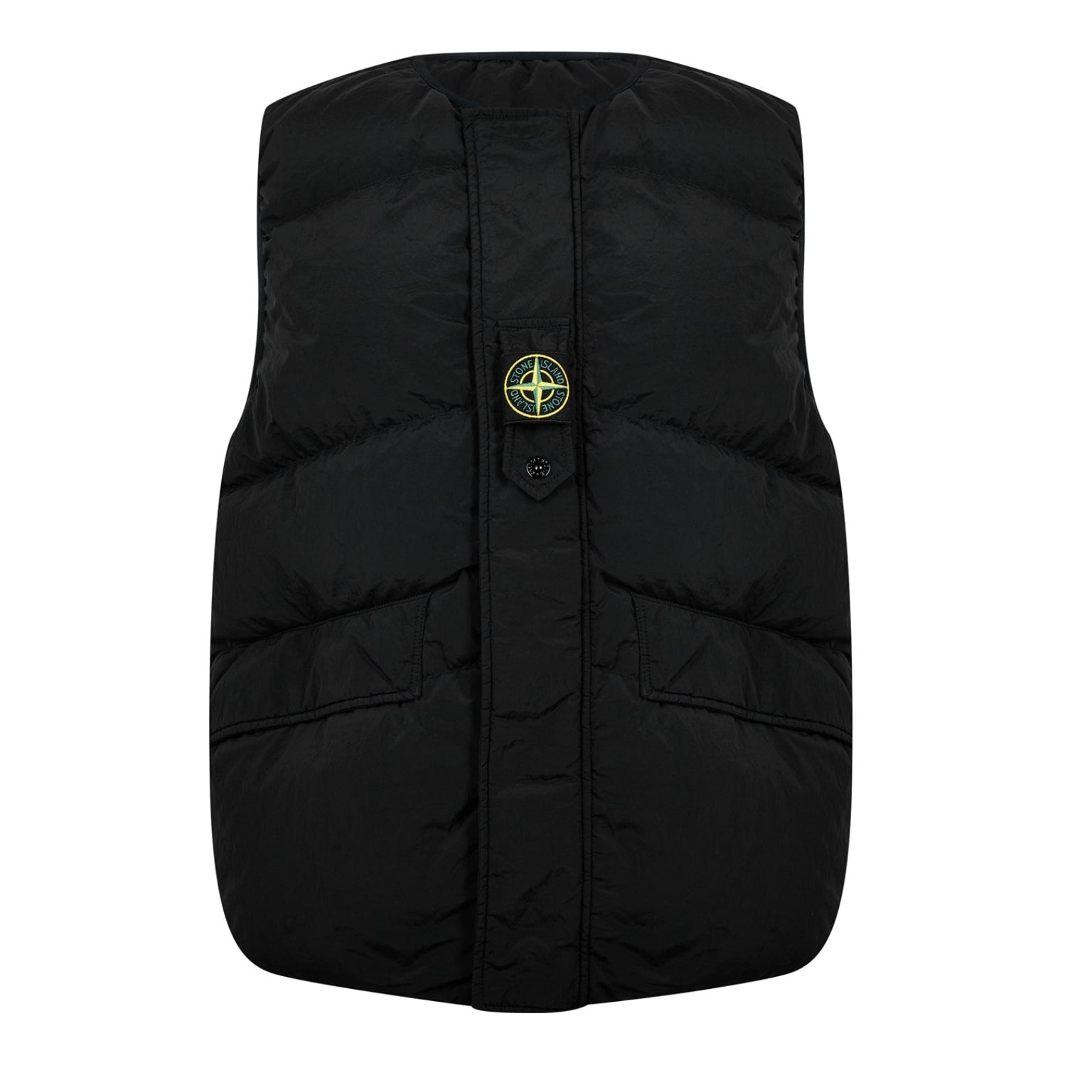 LUXURY HUB STONE ISLAND NYLON METAL GARMENT DYED GILET CHEST BADGE