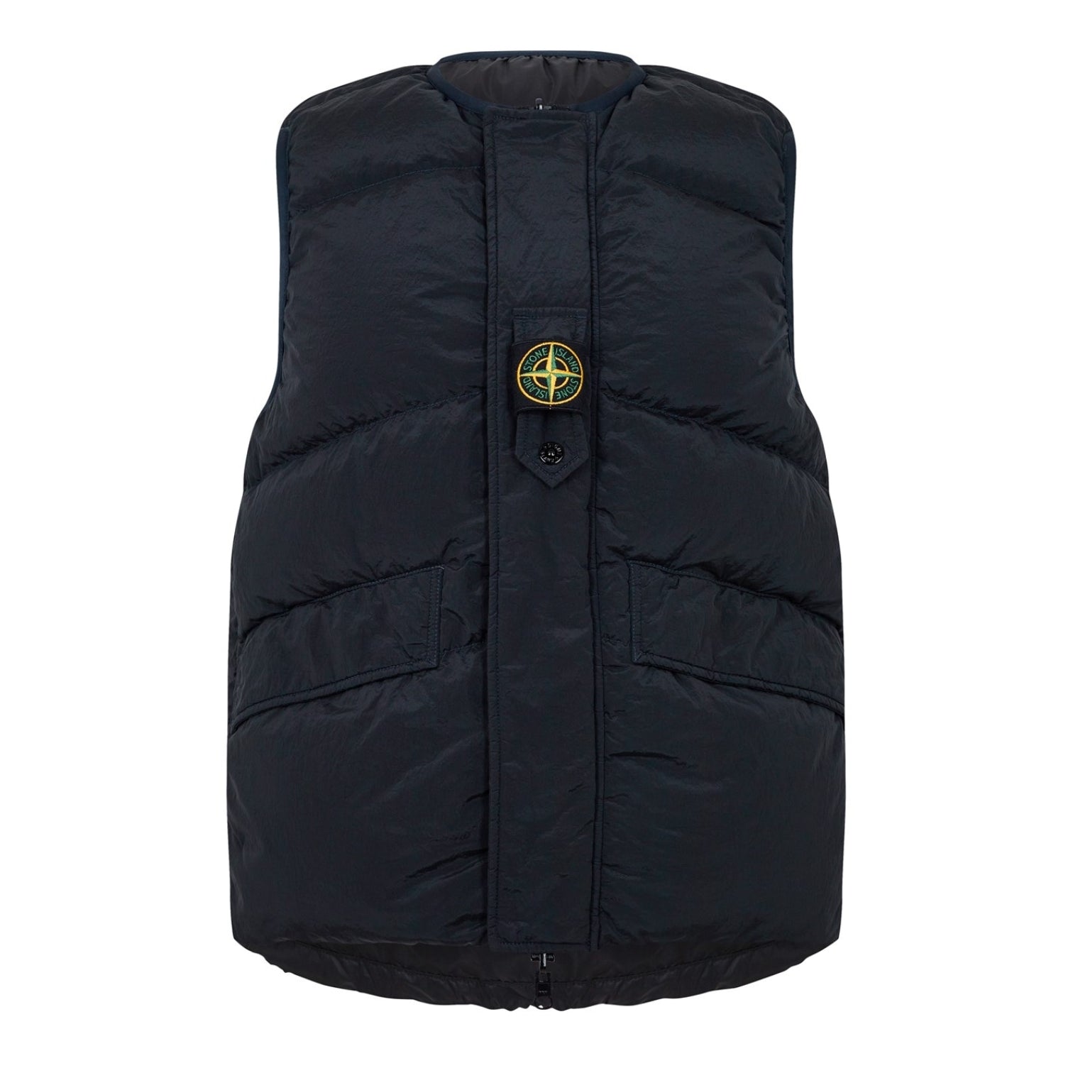 LUXURY HUB STONE ISLAND NYLON METAL GARMENT DYED GILET CHEST BADGE