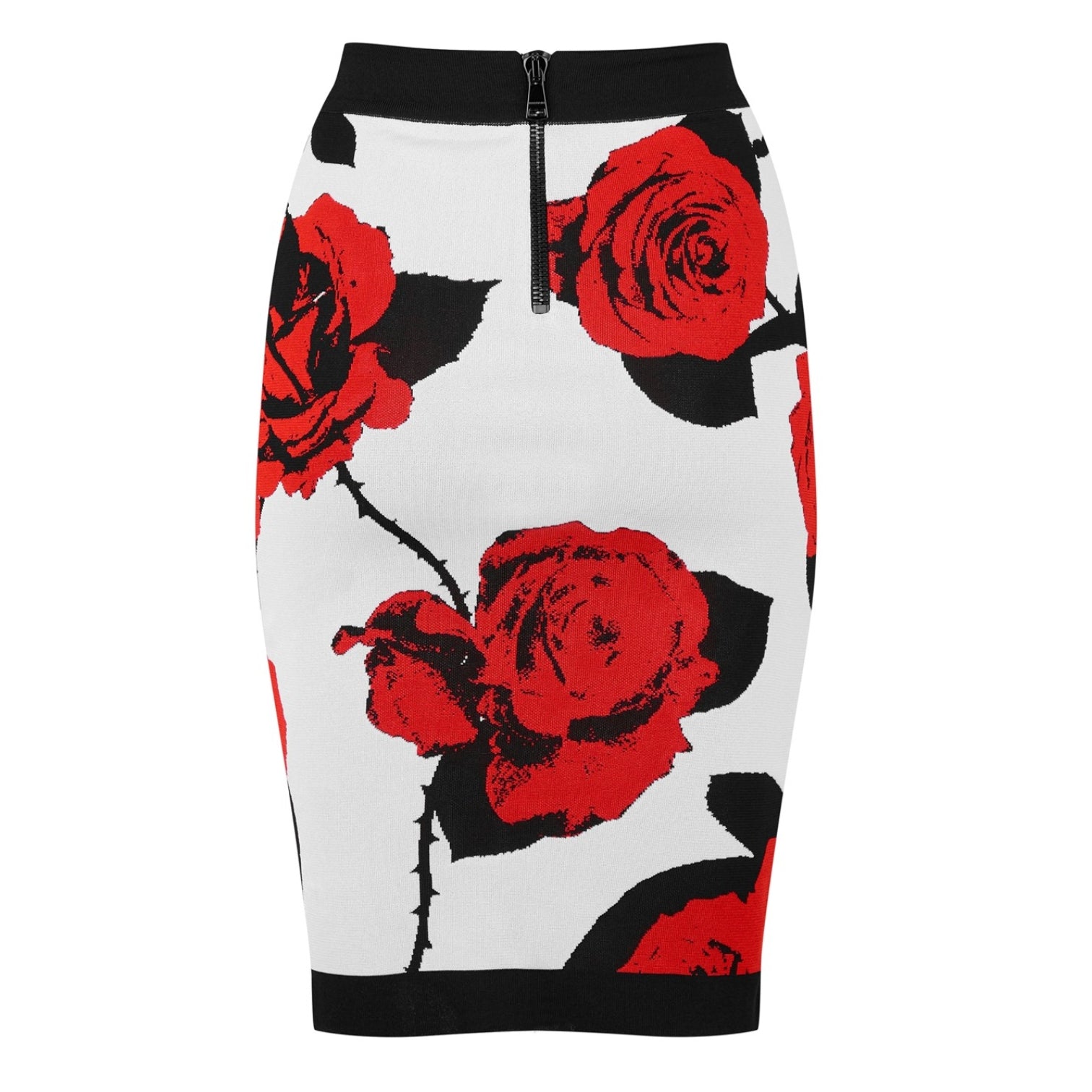 LUXURY HUB BALMAIN FLORAL JACQUARD MIDI SKIRT