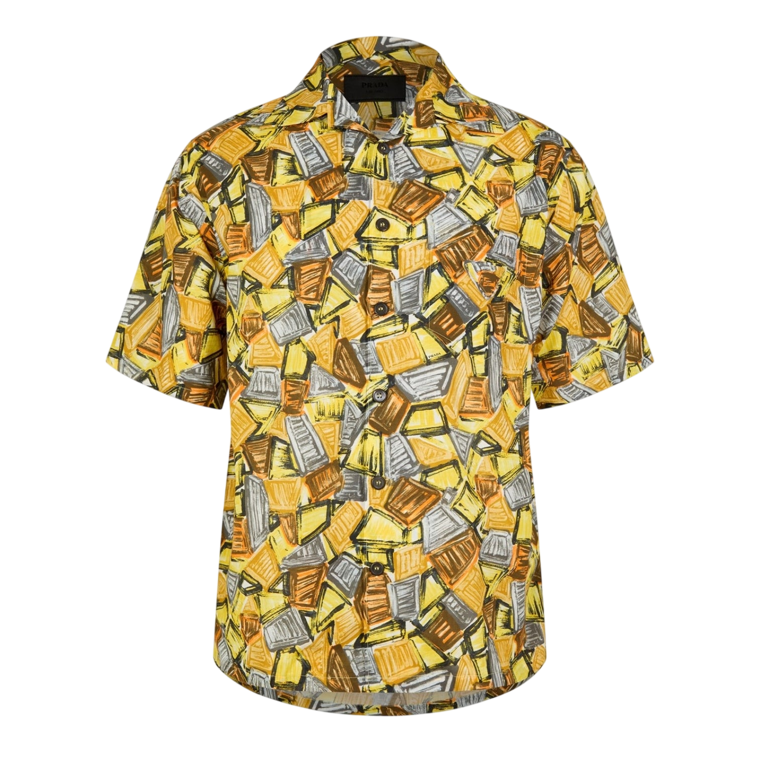 LUXURY HUB PRADA MEN'S SHORT SLEEVE PATTERNED SHIRT