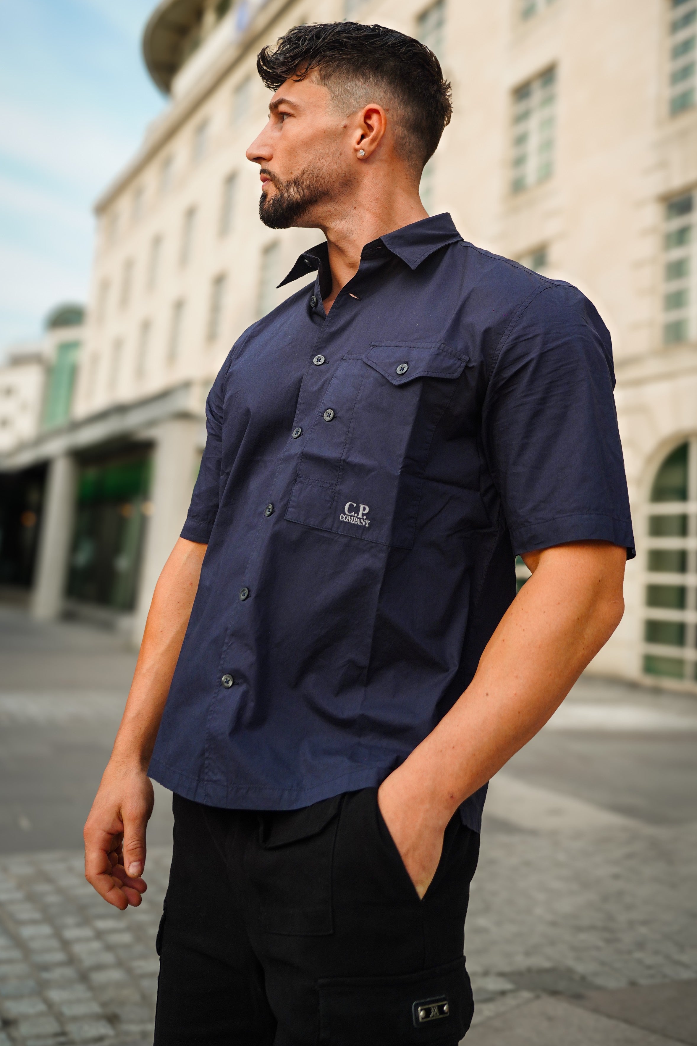 LUXURY HUB CP COMPANY SHORT SLEEVE POPLIN SHIRT