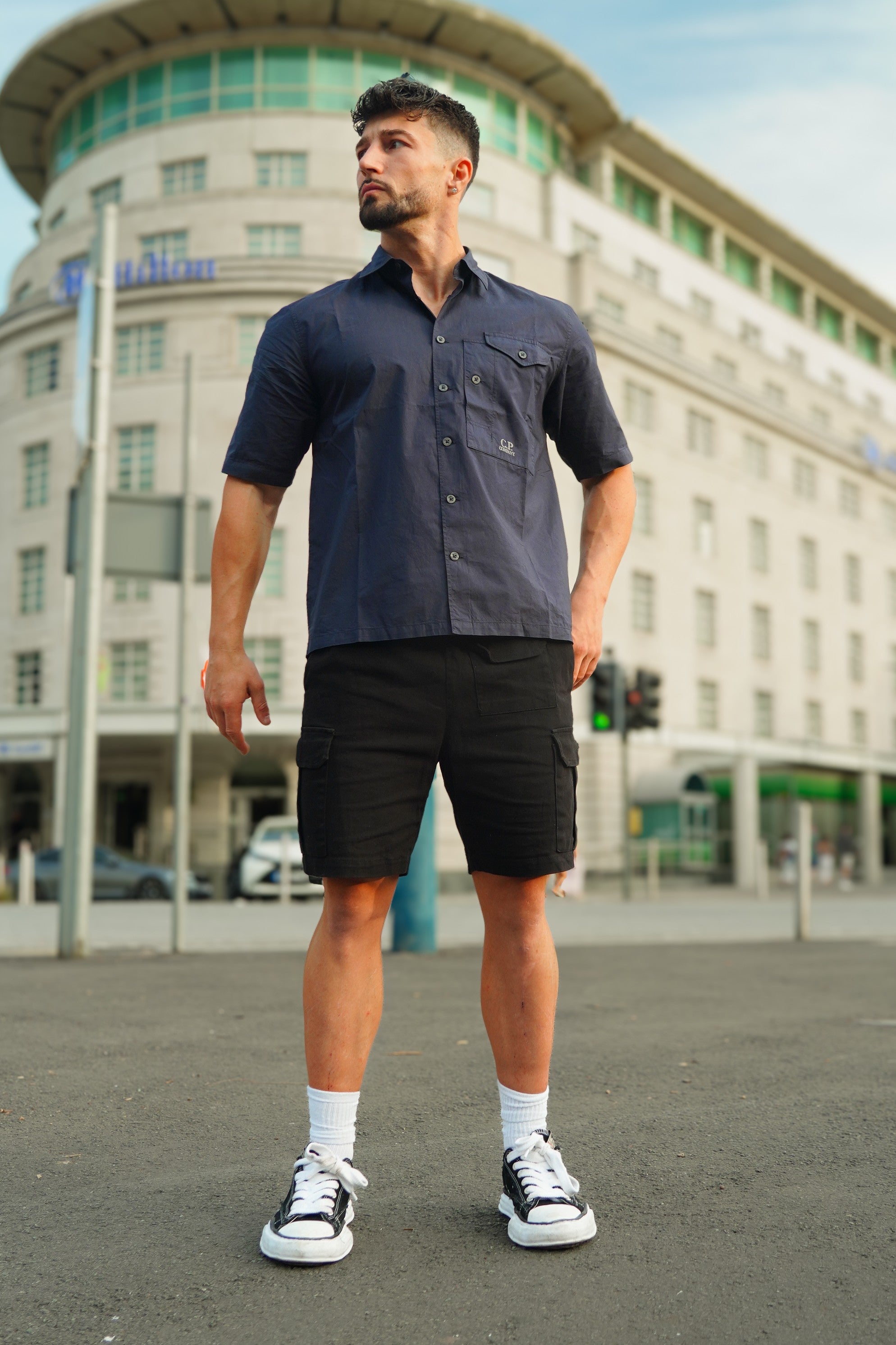 LUXURY HUB CP COMPANY SHORT SLEEVE POPLIN SHIRT