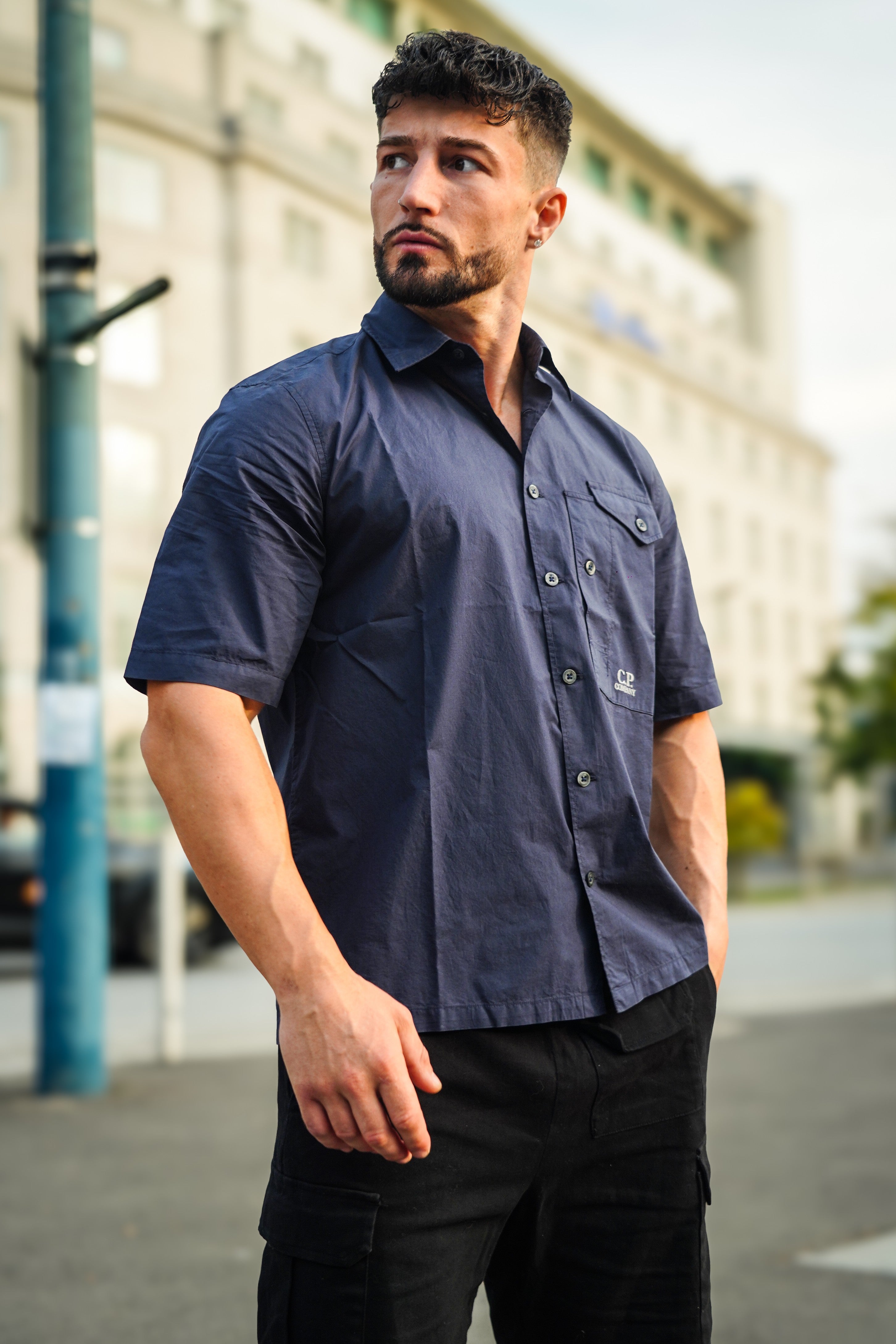 LUXURY HUB CP COMPANY SHORT SLEEVE POPLIN SHIRT