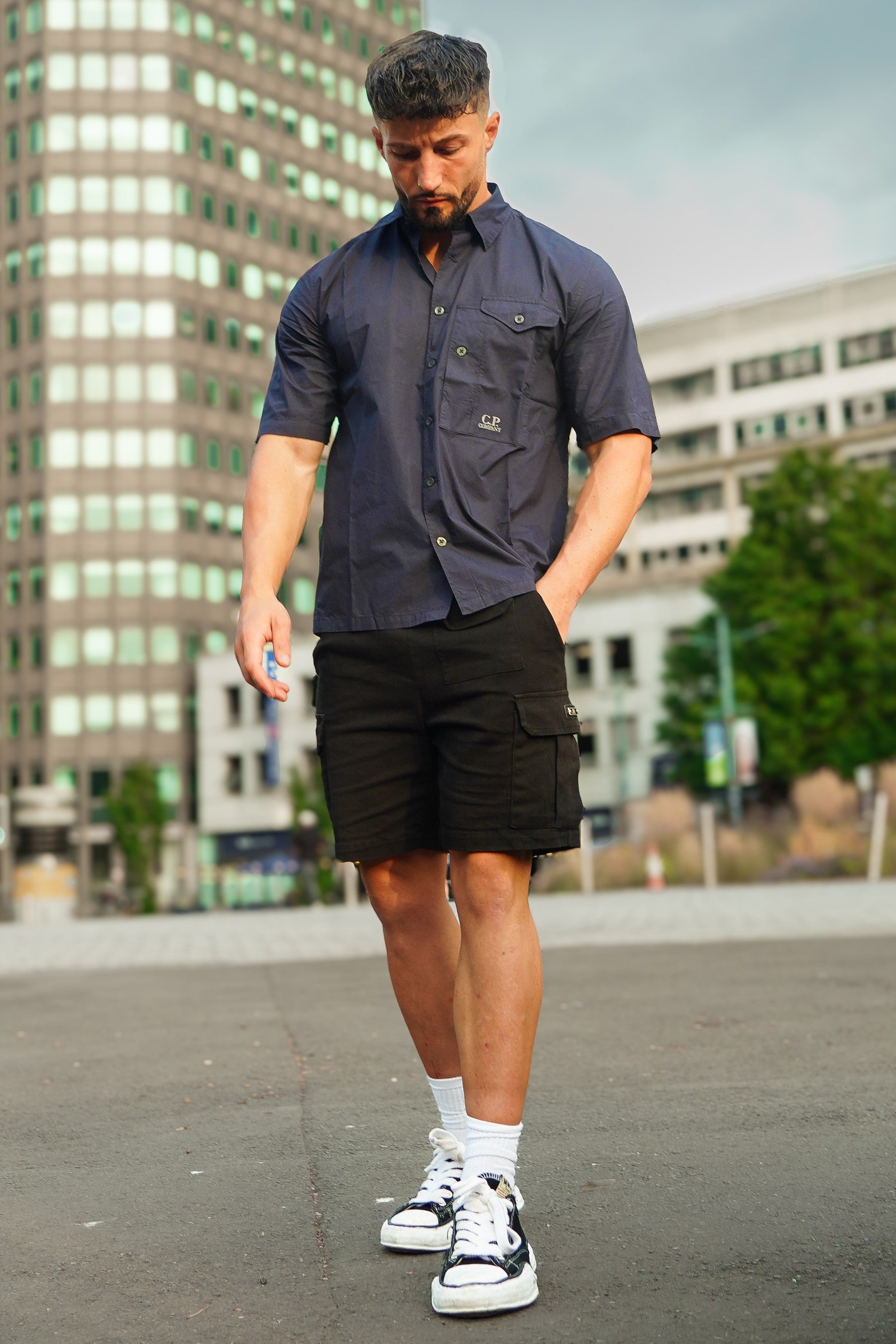 LUXURY HUB CP COMPANY SHORT SLEEVE POPLIN SHIRT