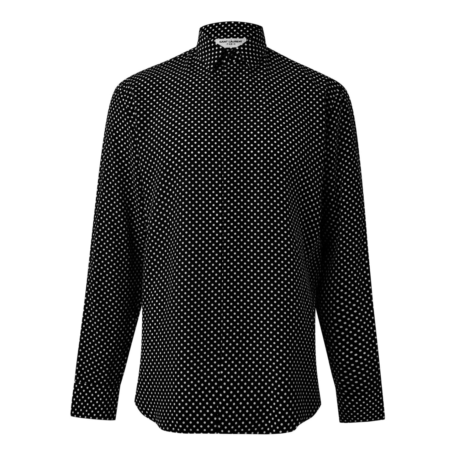 LUXURY HUB SAINT LAURENT LONG SLEEVE POLKA DOT SHIRT