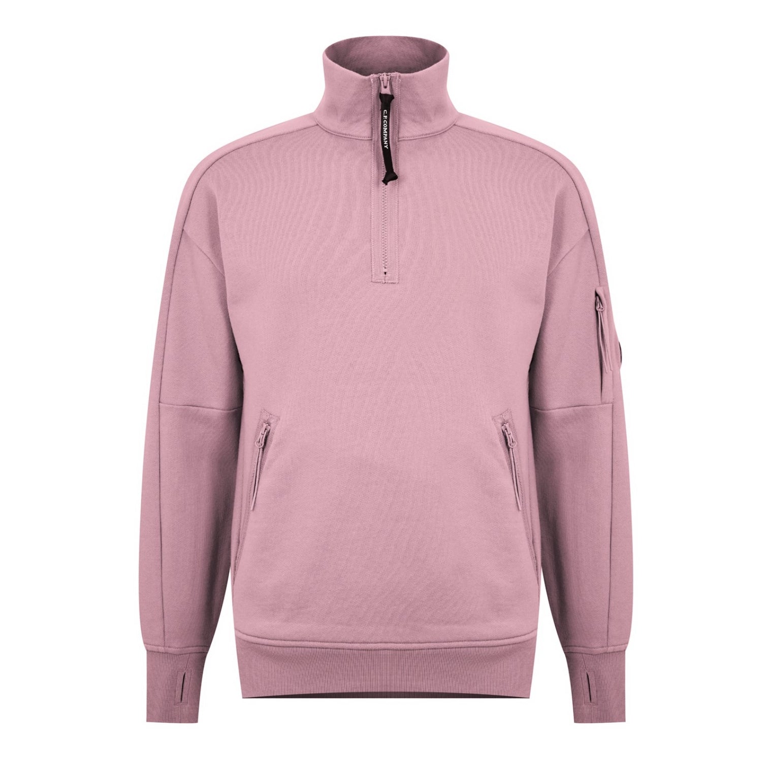 LUXURY HUB CP COMPANY LENS ARM QUARTER ZIP SWEATSHIRT