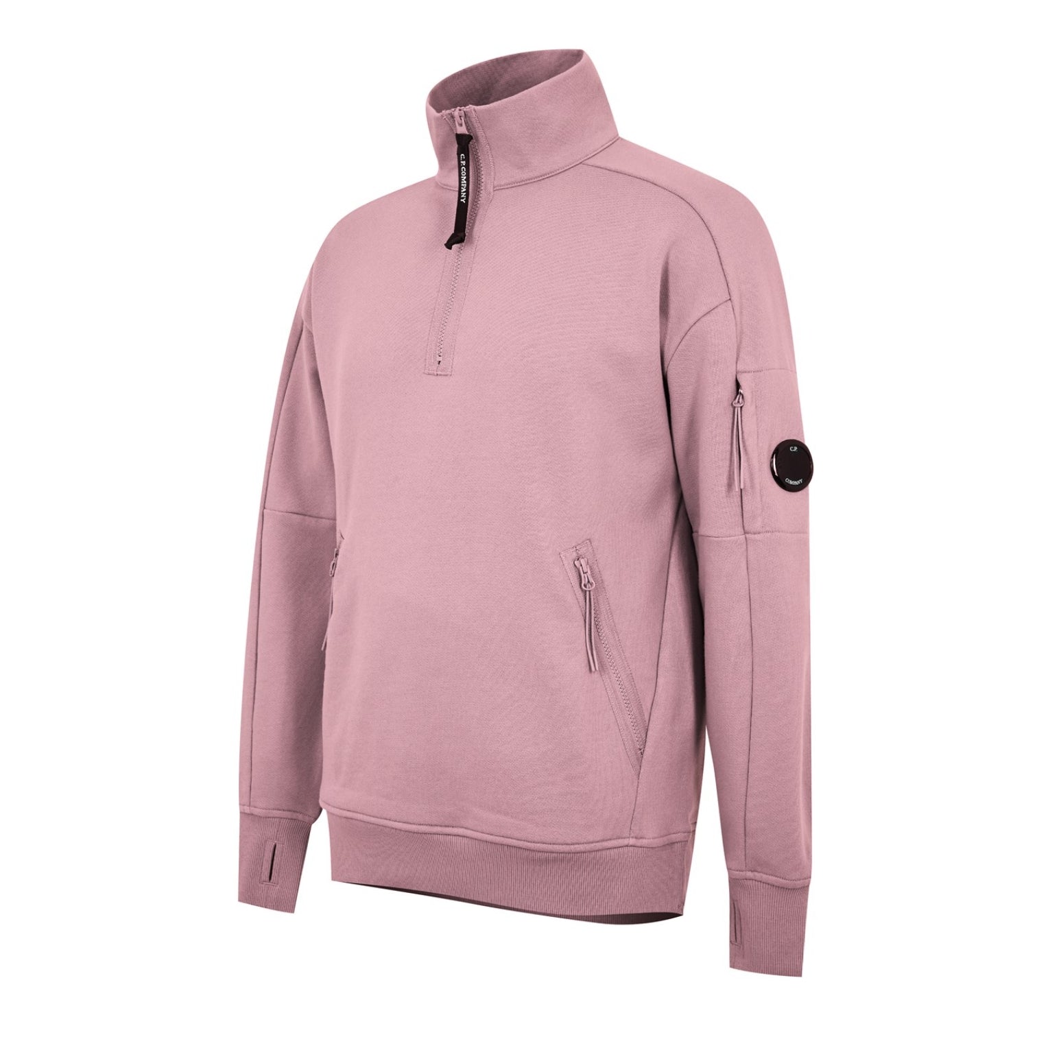 LUXURY HUB CP COMPANY LENS ARM QUARTER ZIP SWEATSHIRT