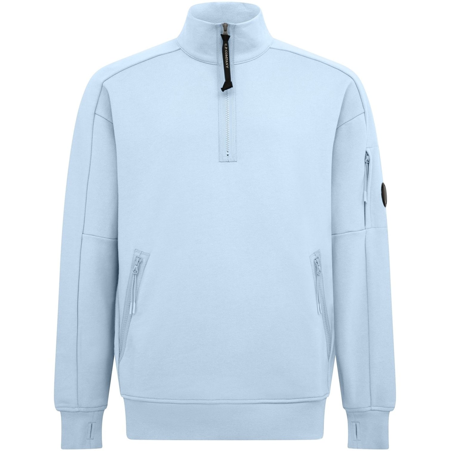 LUXURY HUB CP COMPANY LENS ARM QUARTER ZIP SWEATSHIRT