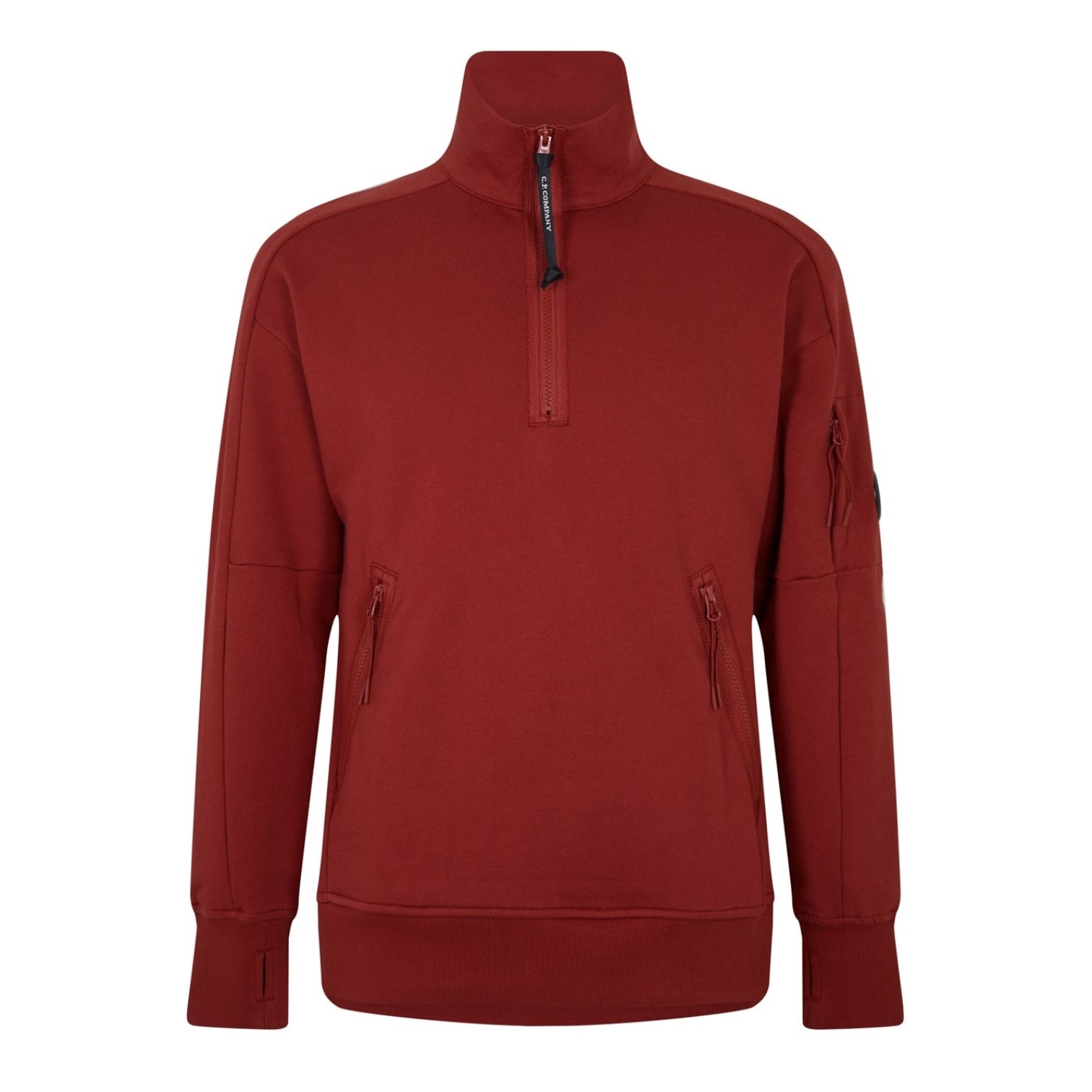 LUXURY HUB CP COMPANY LENS ARM QUARTER ZIP SWEATSHIRT