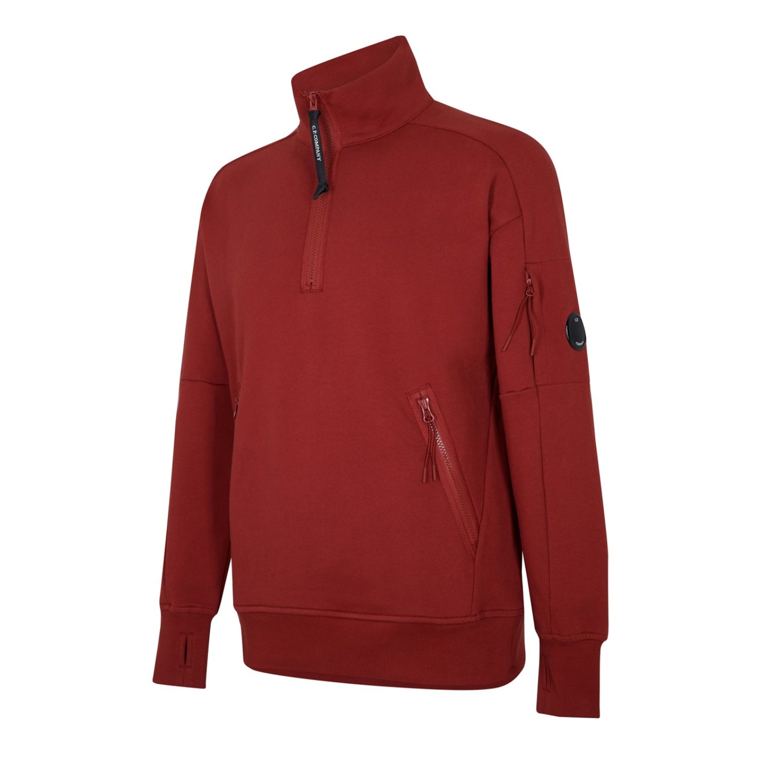 LUXURY HUB CP COMPANY LENS ARM QUARTER ZIP SWEATSHIRT