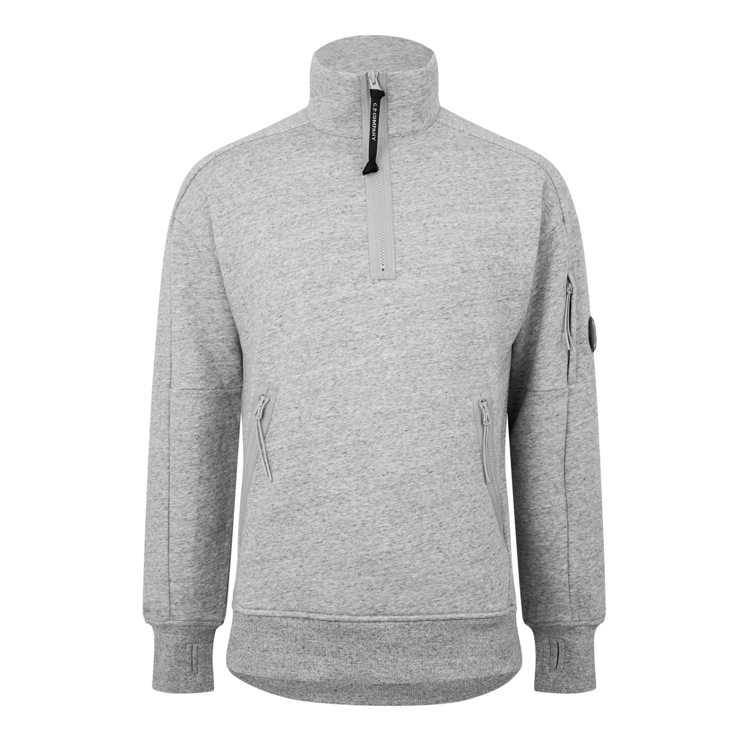 LUXURY HUB CP COMPANY LENS ARM QUARTER ZIP SWEATSHIRT