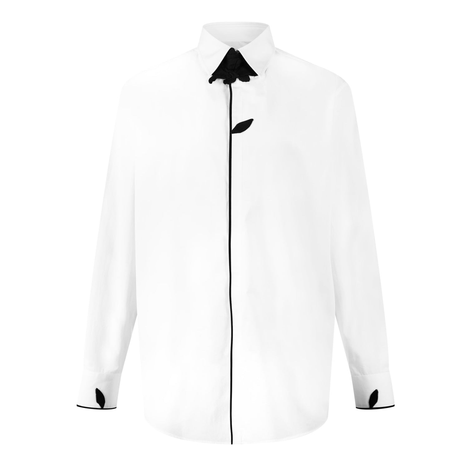 LUXURY HUB VALENTINO EMBROIDERED FLORAL POPLIN SHIRT