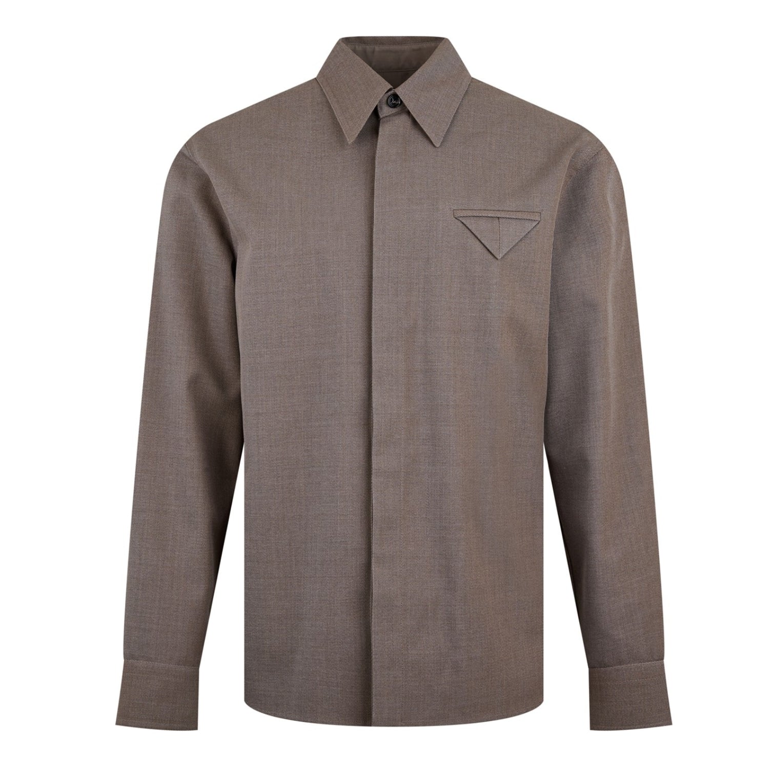 LUXURY HUB BOTTEGA VENETA WOOL TWILL SHIRT WITH TRIANGLE POCKET