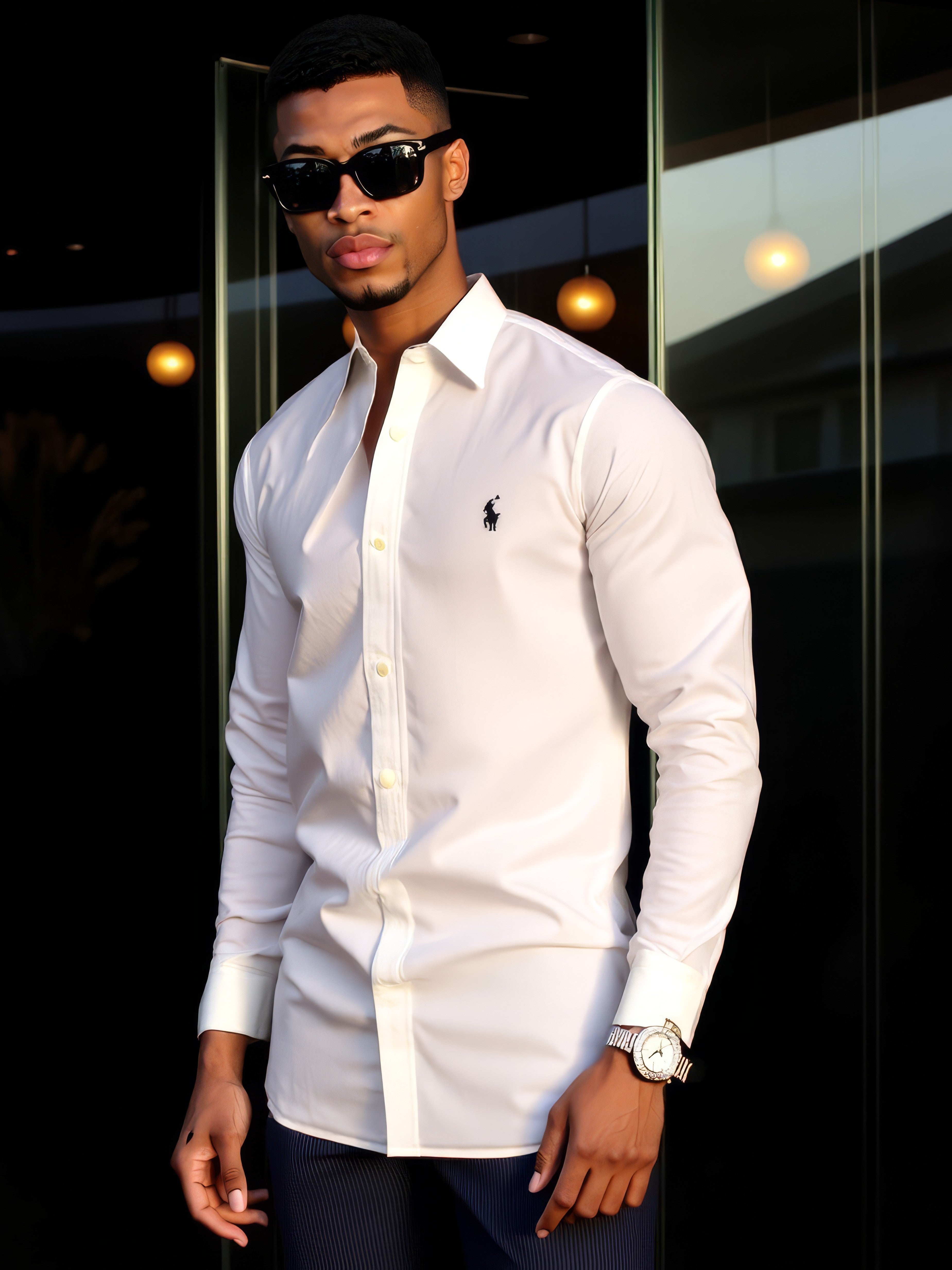 LUXURY HUB POLO RALPH LAUREN LOGO POPLIN SHIRT
