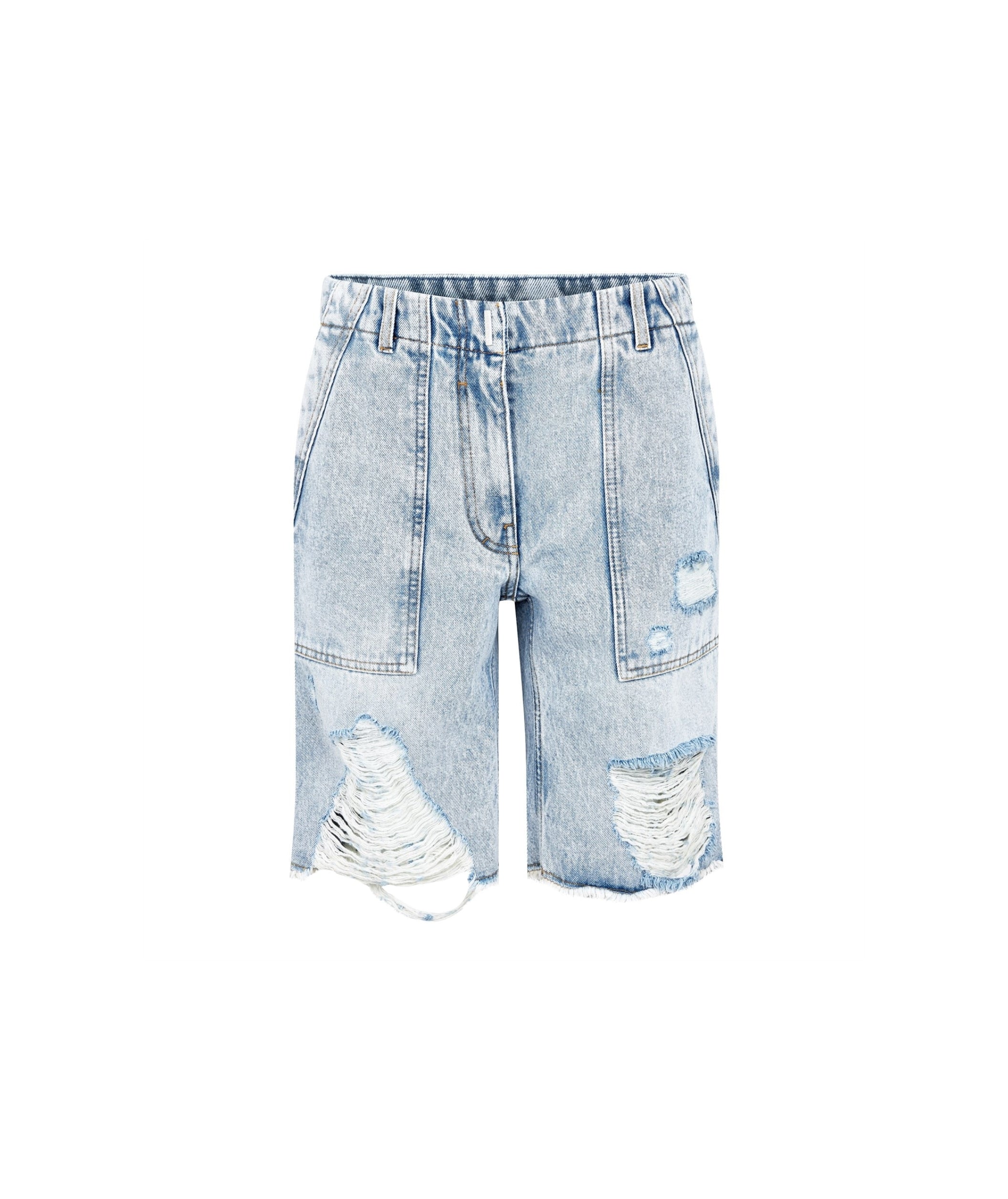 LUXURY HUB GIVENCHY DENIM DISTRESSED BERMUDA SHORTS