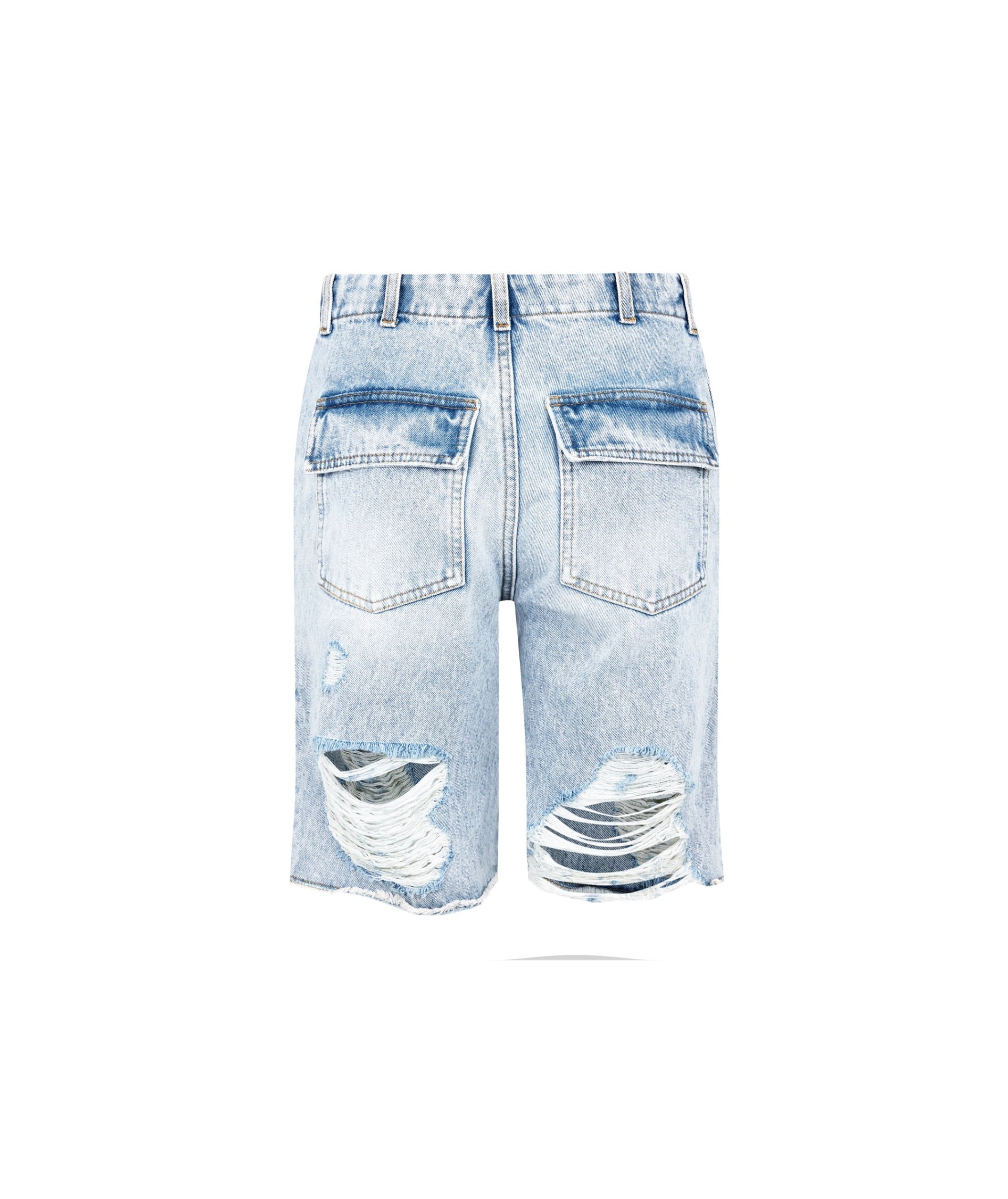 LUXURY HUB GIVENCHY DENIM DISTRESSED BERMUDA SHORTS