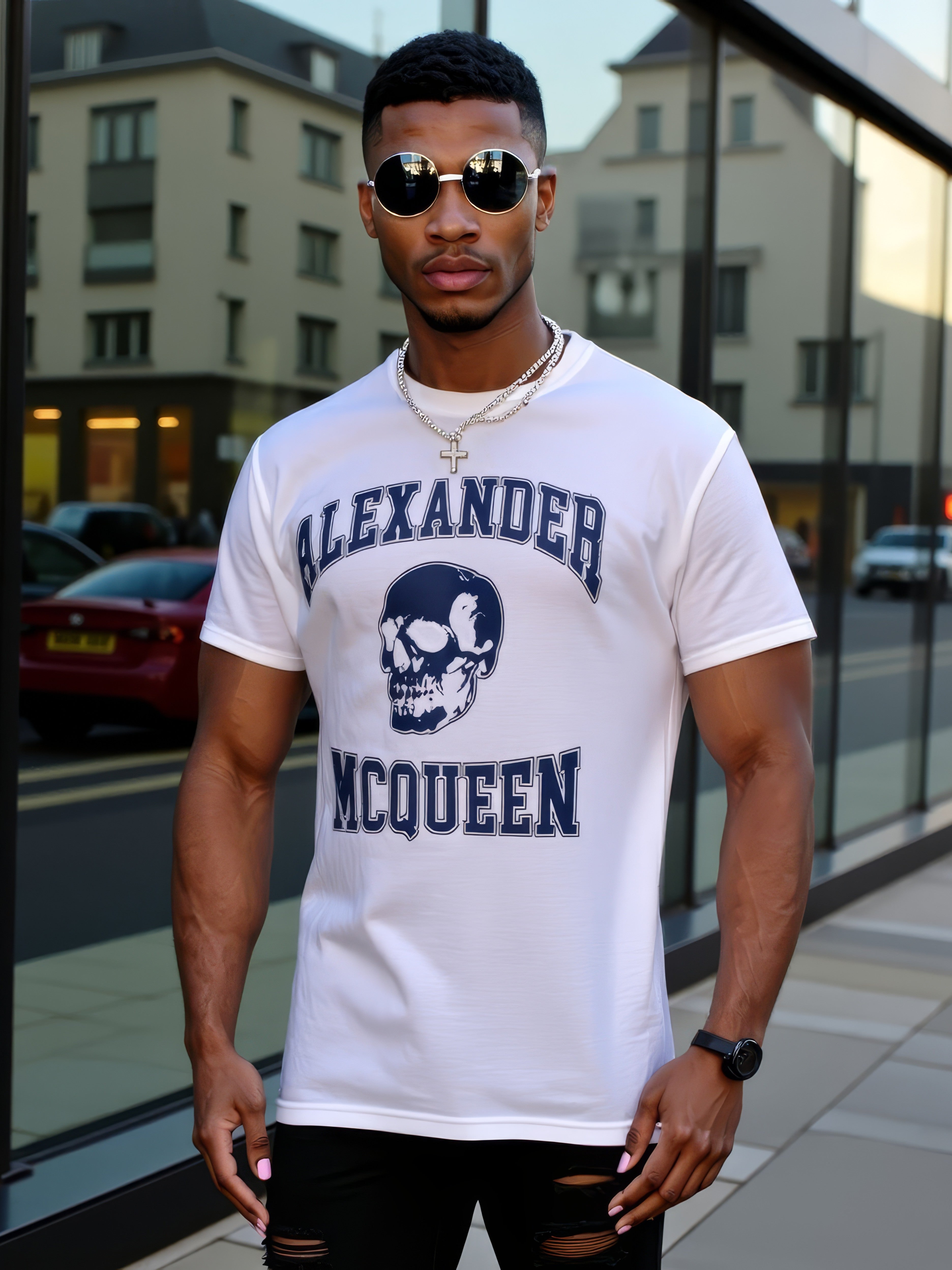 LUXURY HUB ALEXANDER MCQUEEN VARSITY SKULL TEE