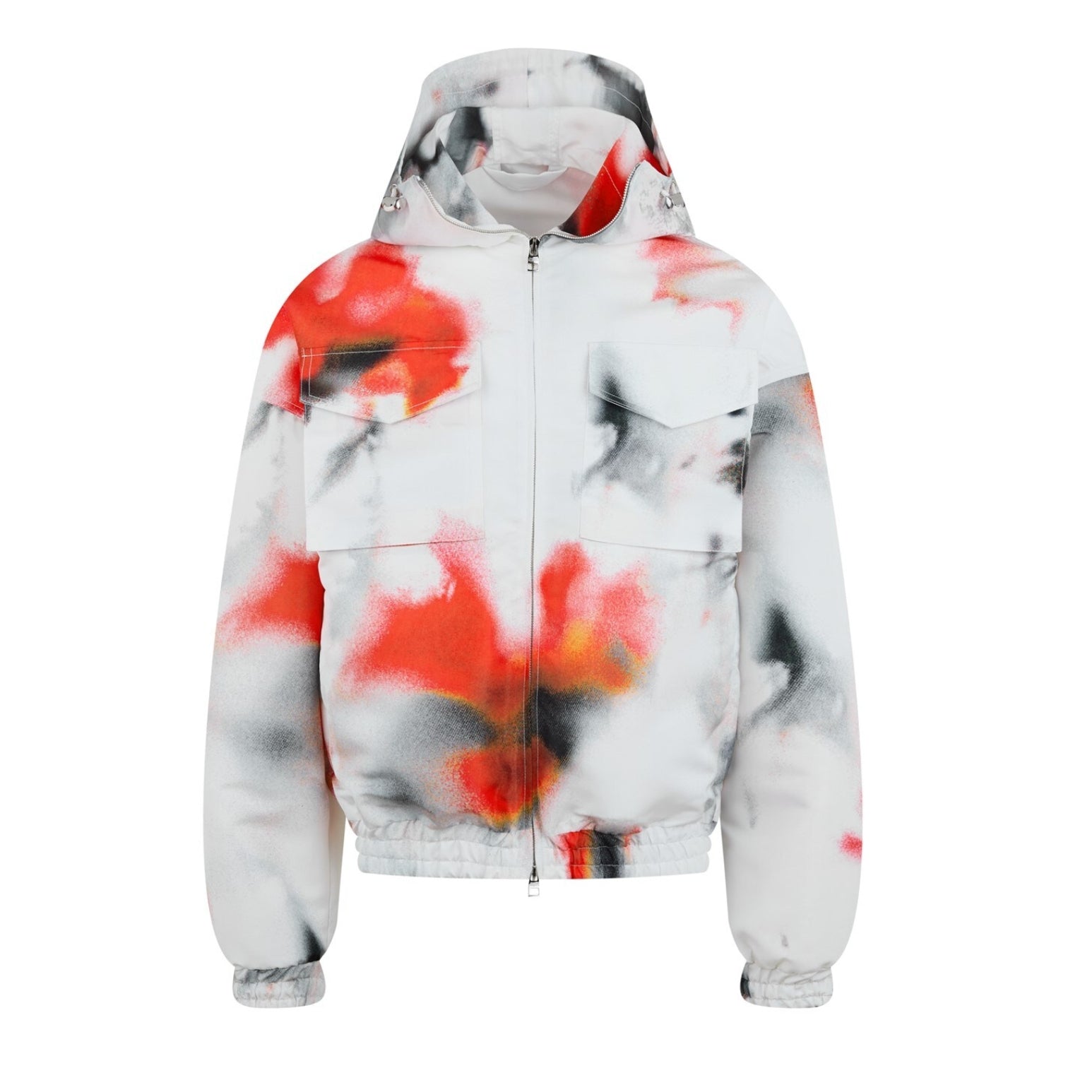 LUXURY HUB ALEXANDER MCQUEEN OBSCURED FLOWER HOODED WINDBREAKER