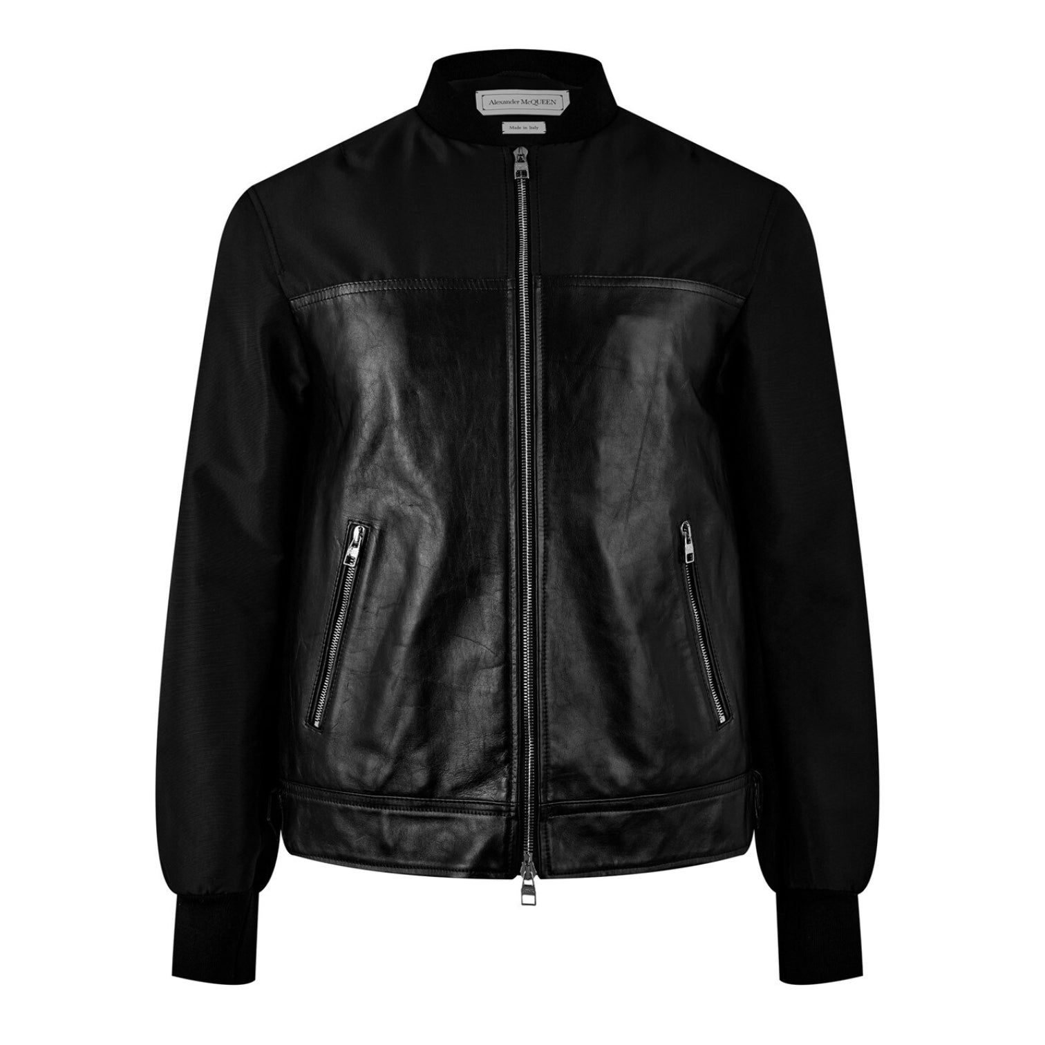 LUXURY HUB ALEXANDER MCQUEEN LEATHER AND FABRIC JACKET