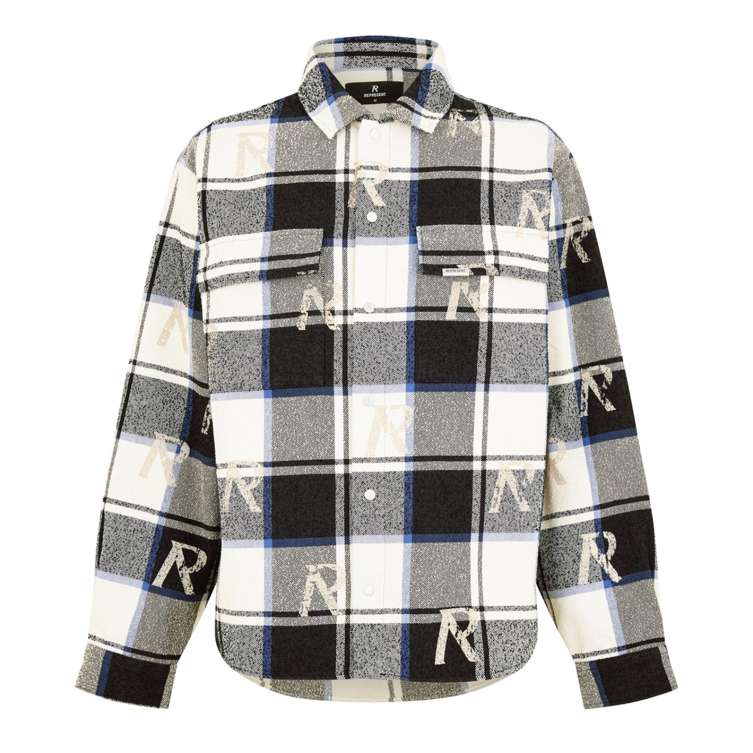 LUXURY HUB REPRESENT ALL OVER INITIAL FLANNEL SHIRT