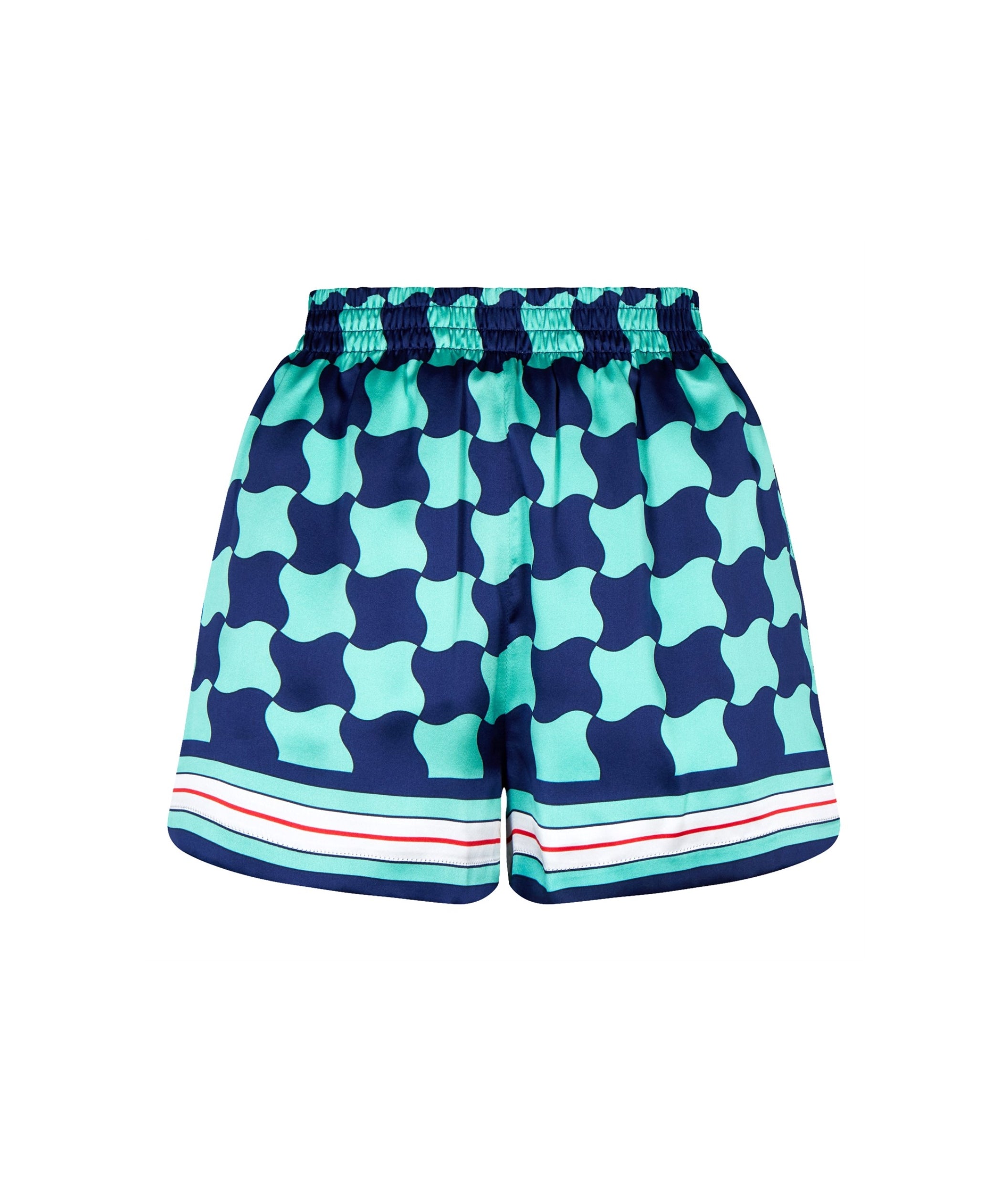 LUXURY HUB CASABLANCA TENNIS CHECK SILK SHORTS