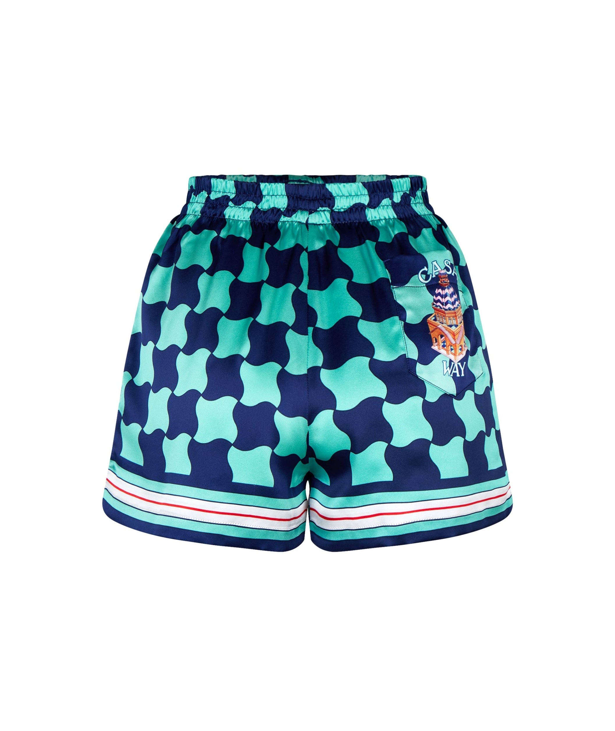 LUXURY HUB CASABLANCA TENNIS CHECK SILK SHORTS