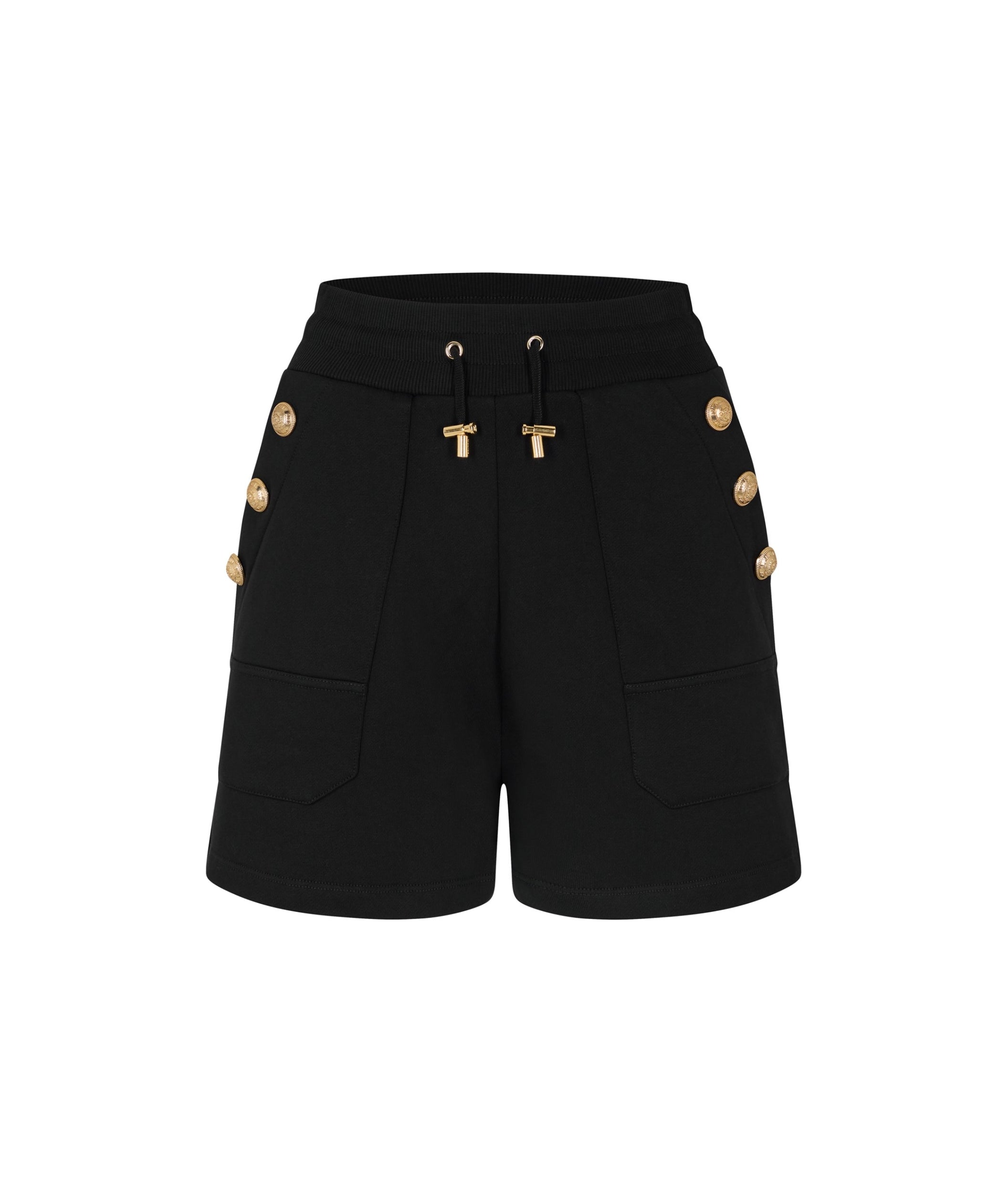 LUXURY HUB BALMAIN SIX BUTTON JERSEY SHORTS