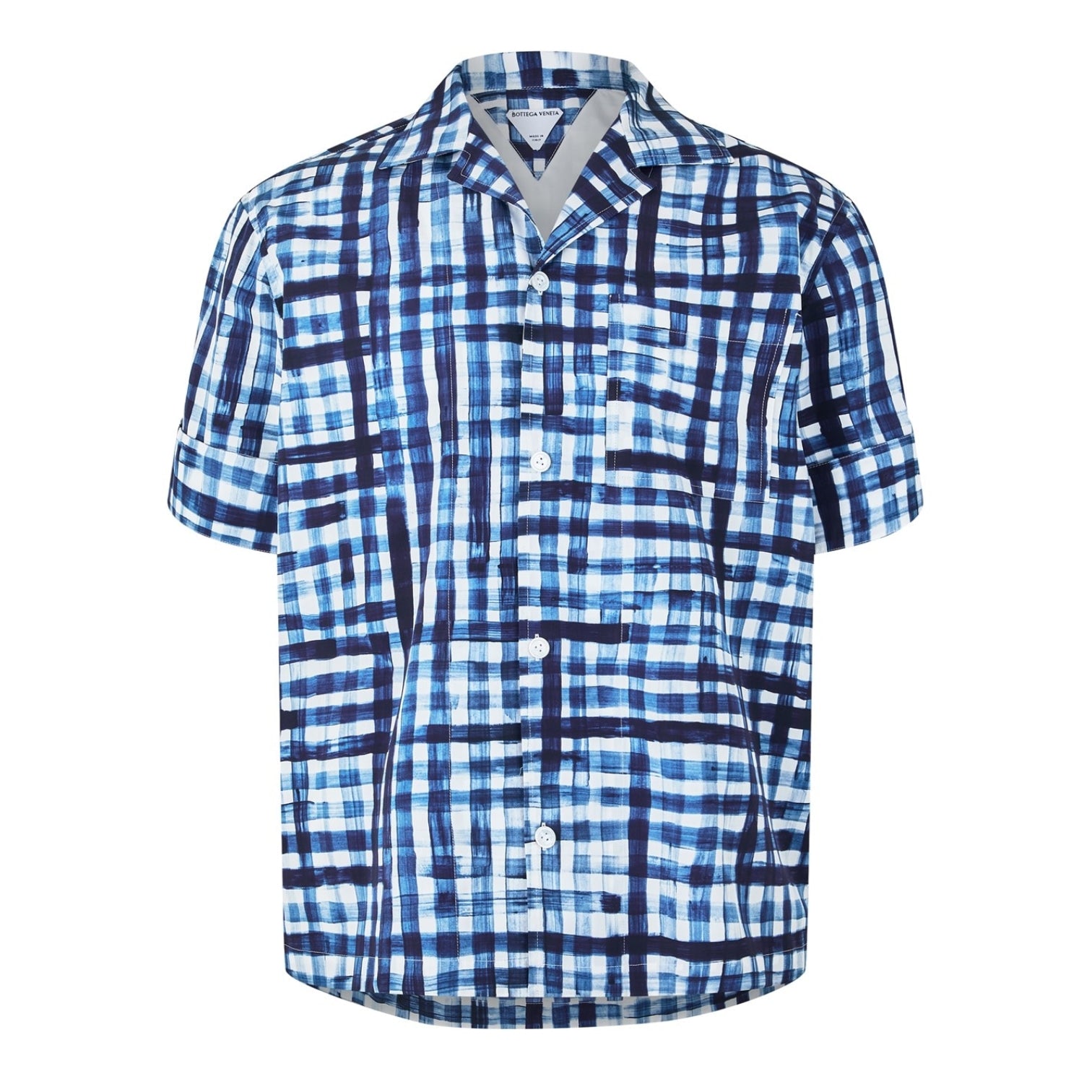 LUXURY HUB BOTTEGA VENETA MEN'S GINGHAM SHORT SLEEVE SHIRT
