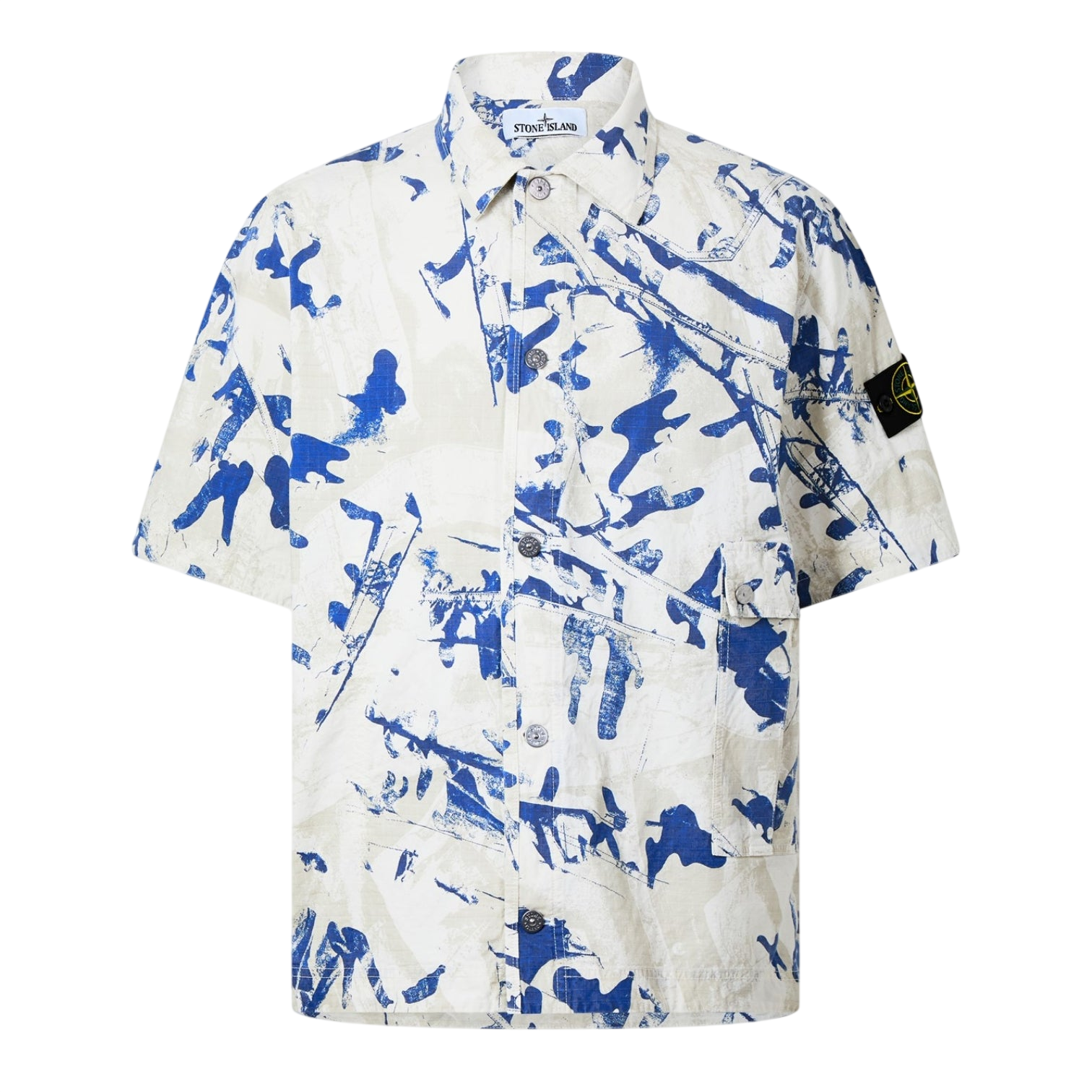 LUXURY HUB STONE ISLAND MEN'S CAMO SHORT SLEEVE SHIRT