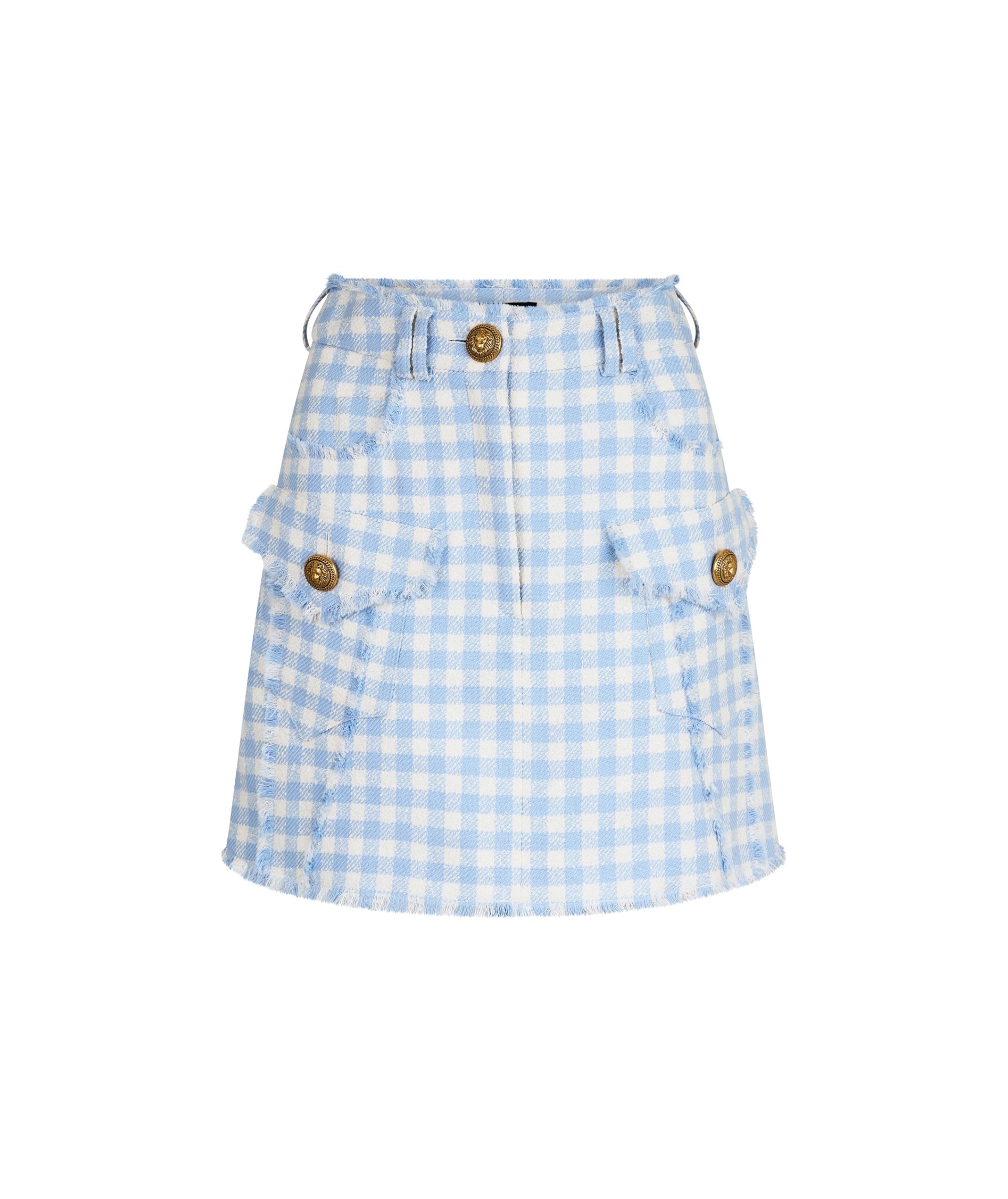 LUXURY HUB BALMAIN GINGHAM MINISKIRT