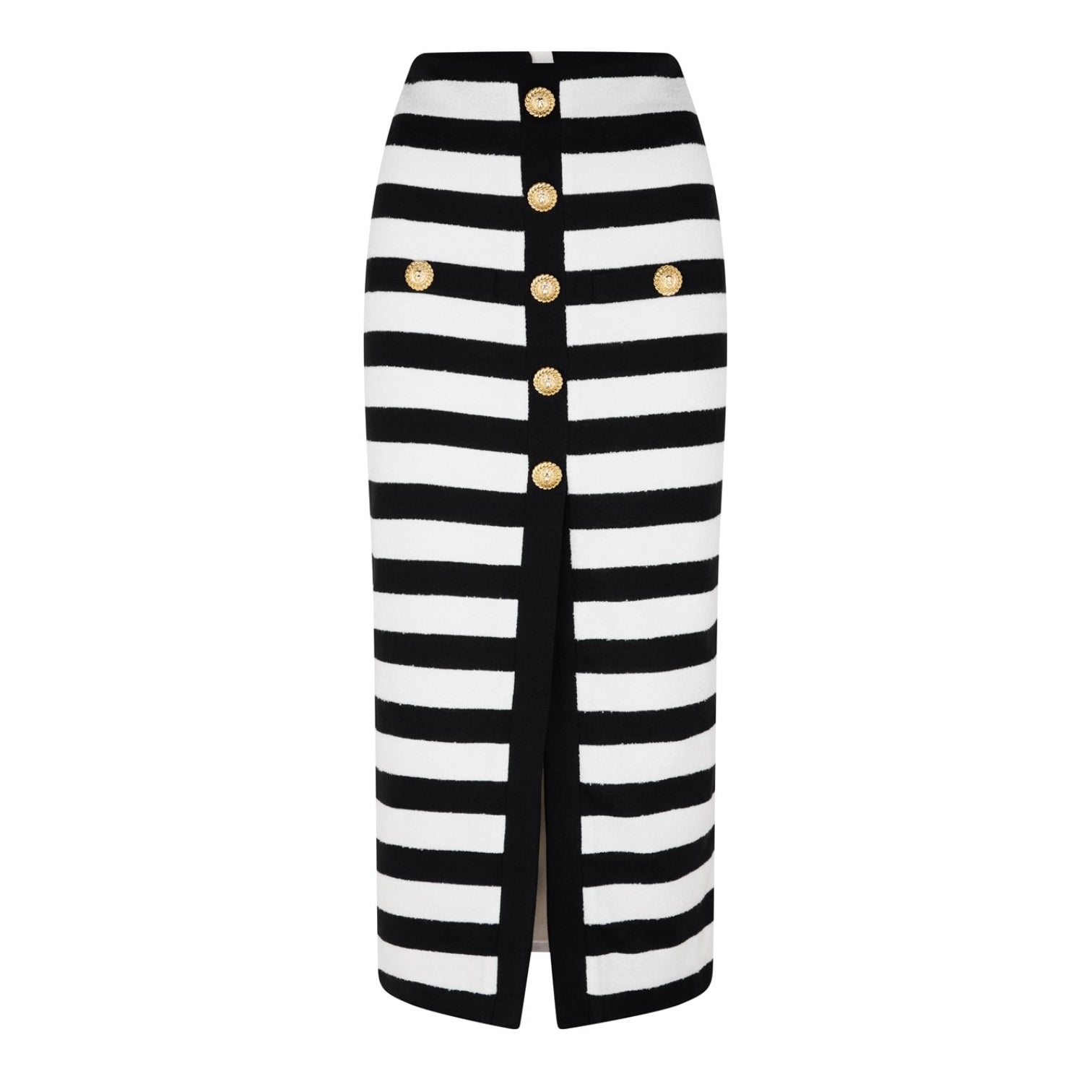 LUXURY HUB BALMAIN STRIPED JERSEY SKIRT