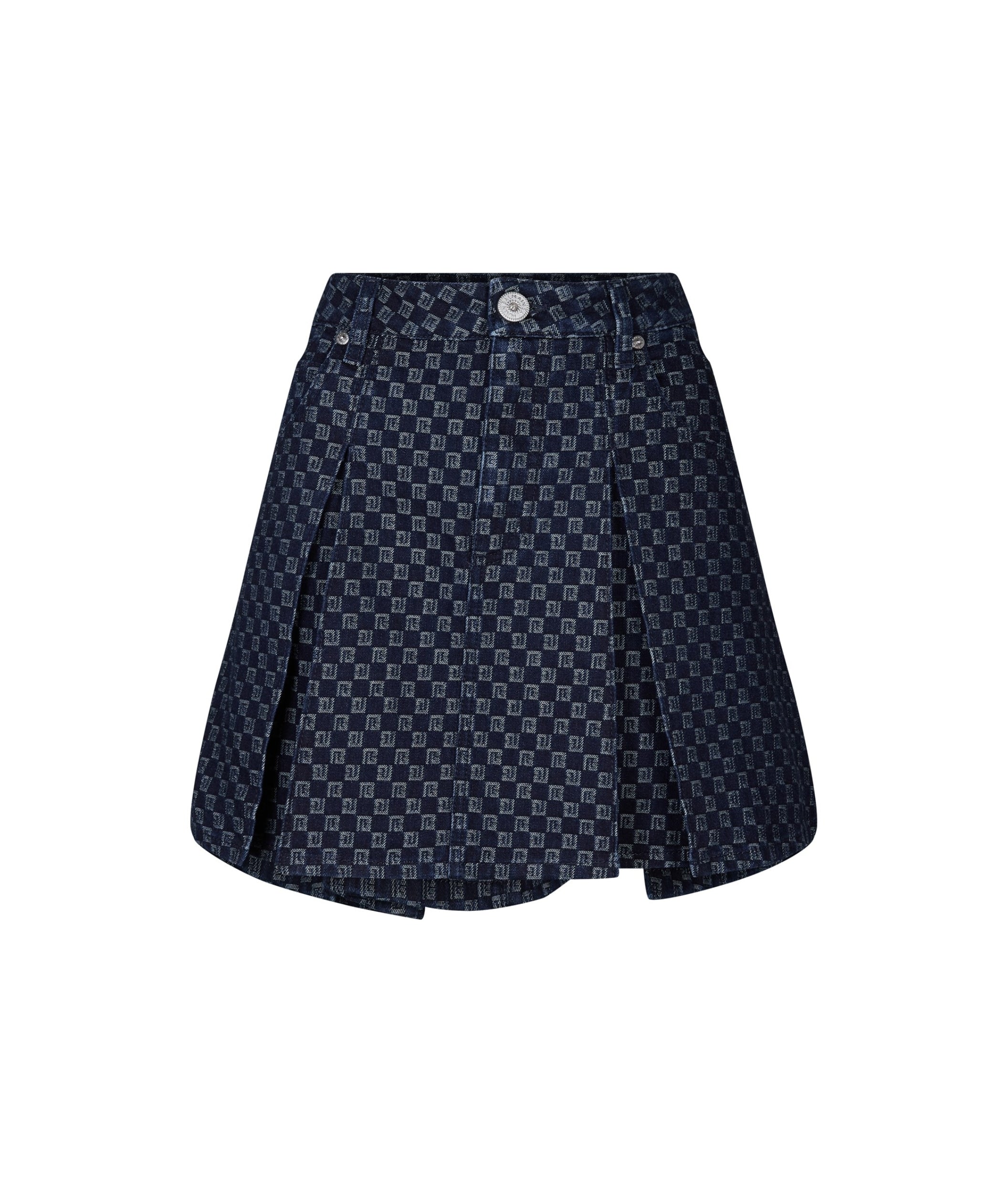 LUXURY HUB BALMAIN MONOGRAM PLEATED MINISKIRT