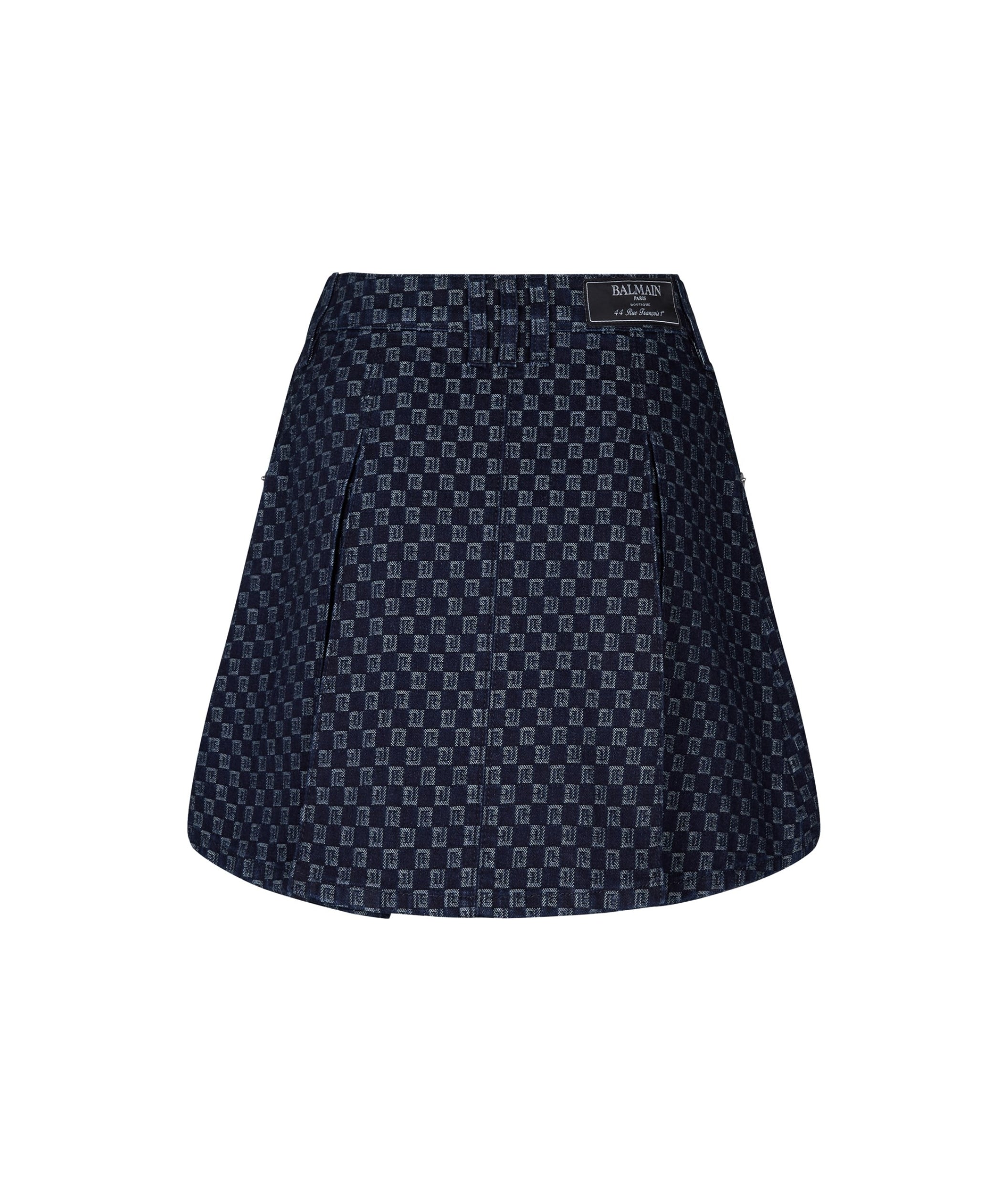 LUXURY HUB BALMAIN MONOGRAM PLEATED MINISKIRT