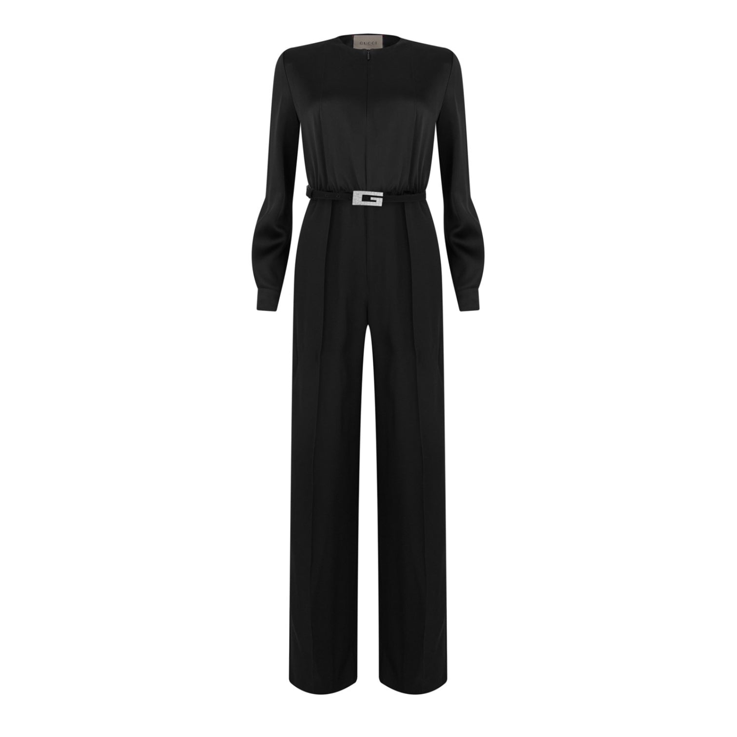 LUXURY HUB GUCCI WIDE LEG JUMPSUIT WITH CRYSTAL G BELT