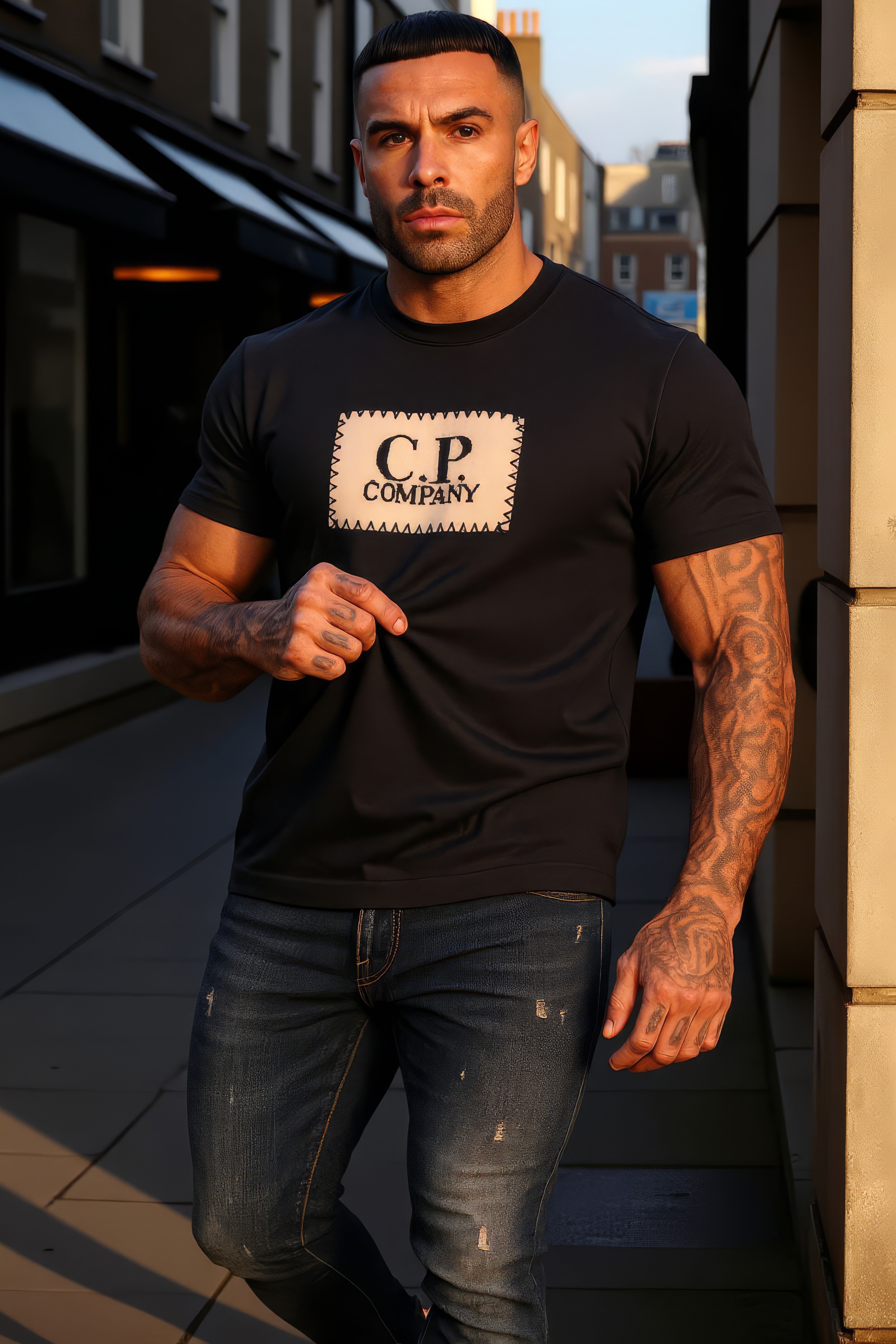 LUXURY HUB CP COMPANY BLOCK LOGO TEE