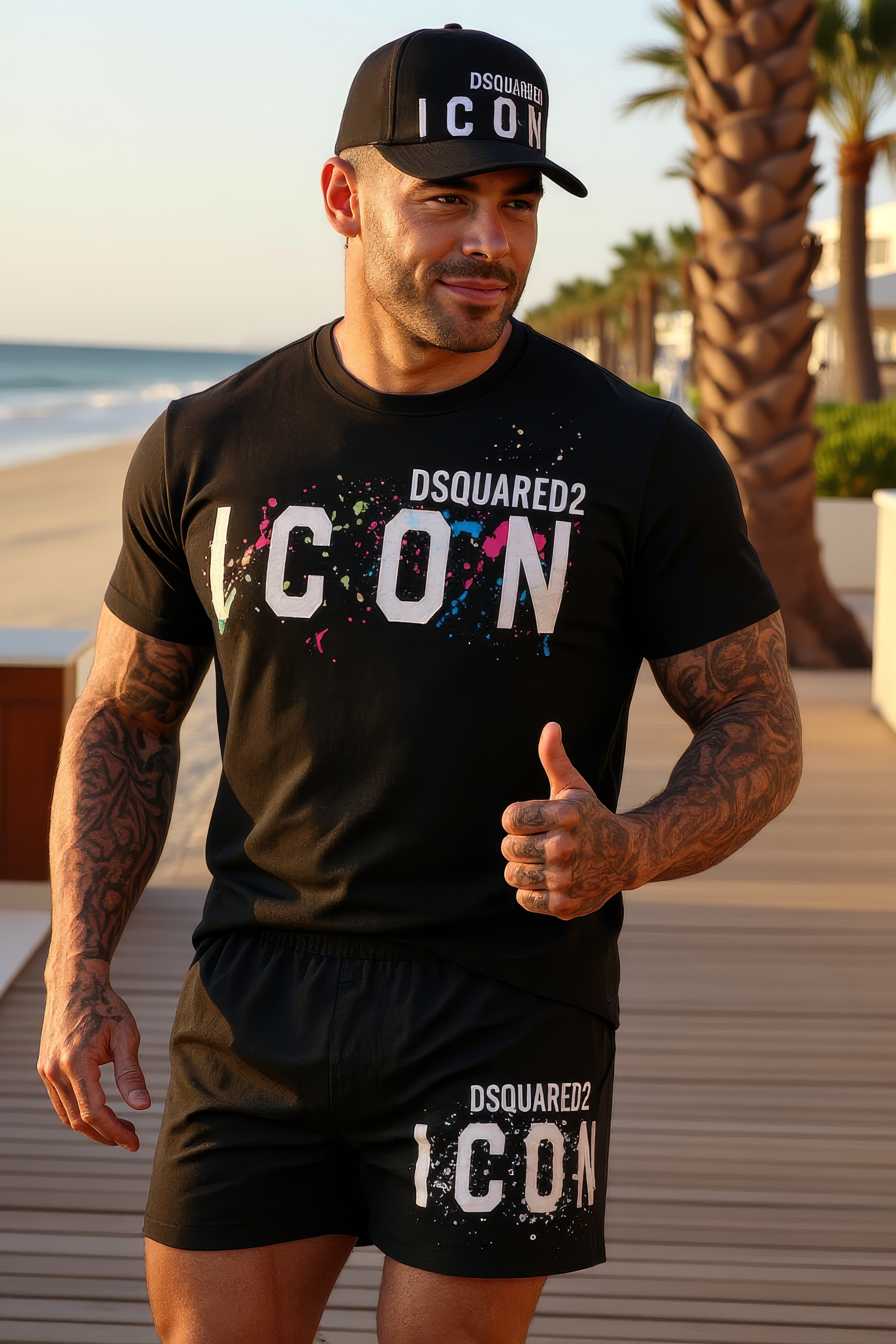 LUXURY HUB DSQUARED2 ICON PAINT SPLATTER TEE