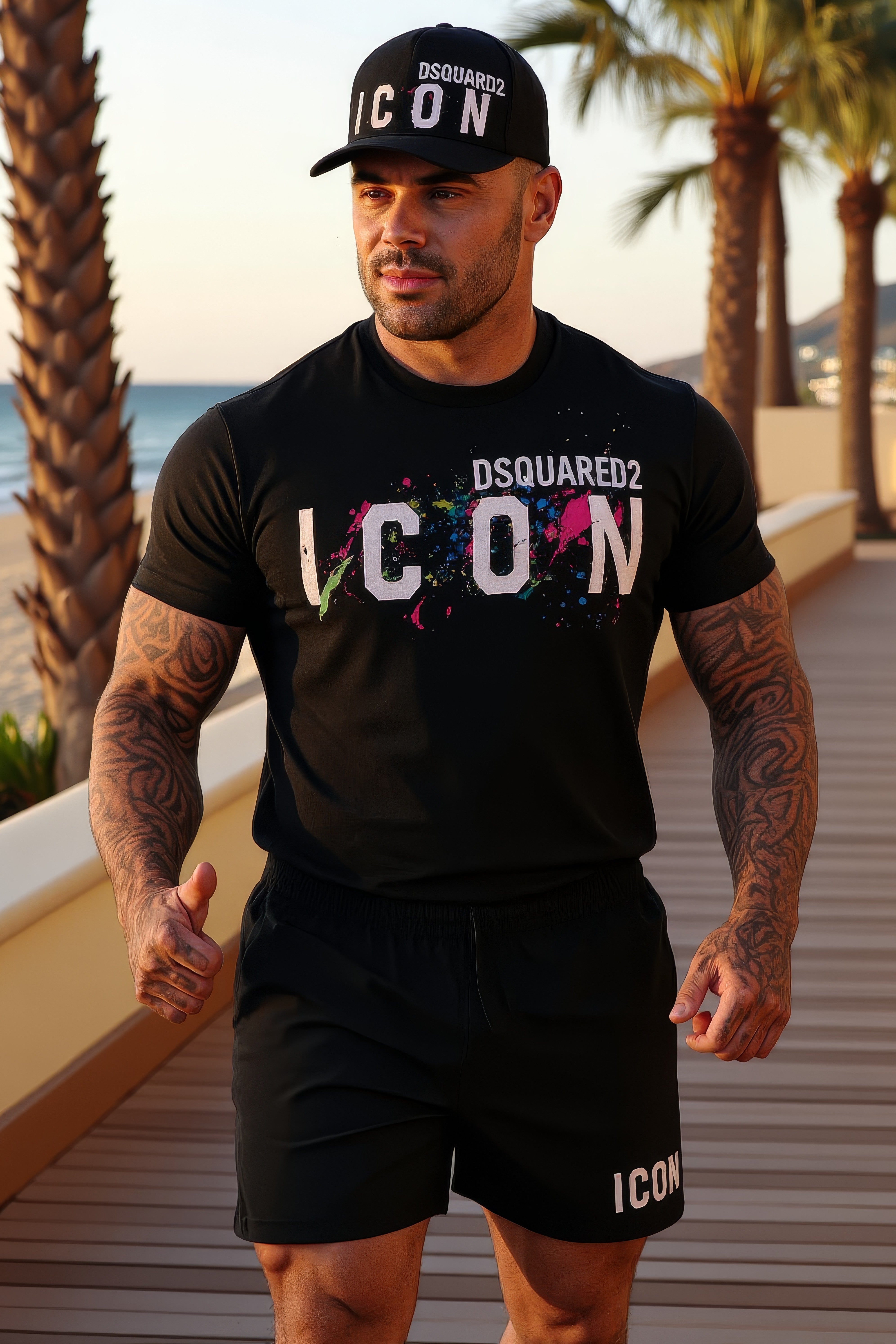 LUXURY HUB DSQUARED2 ICON PAINT SPLATTER TEE