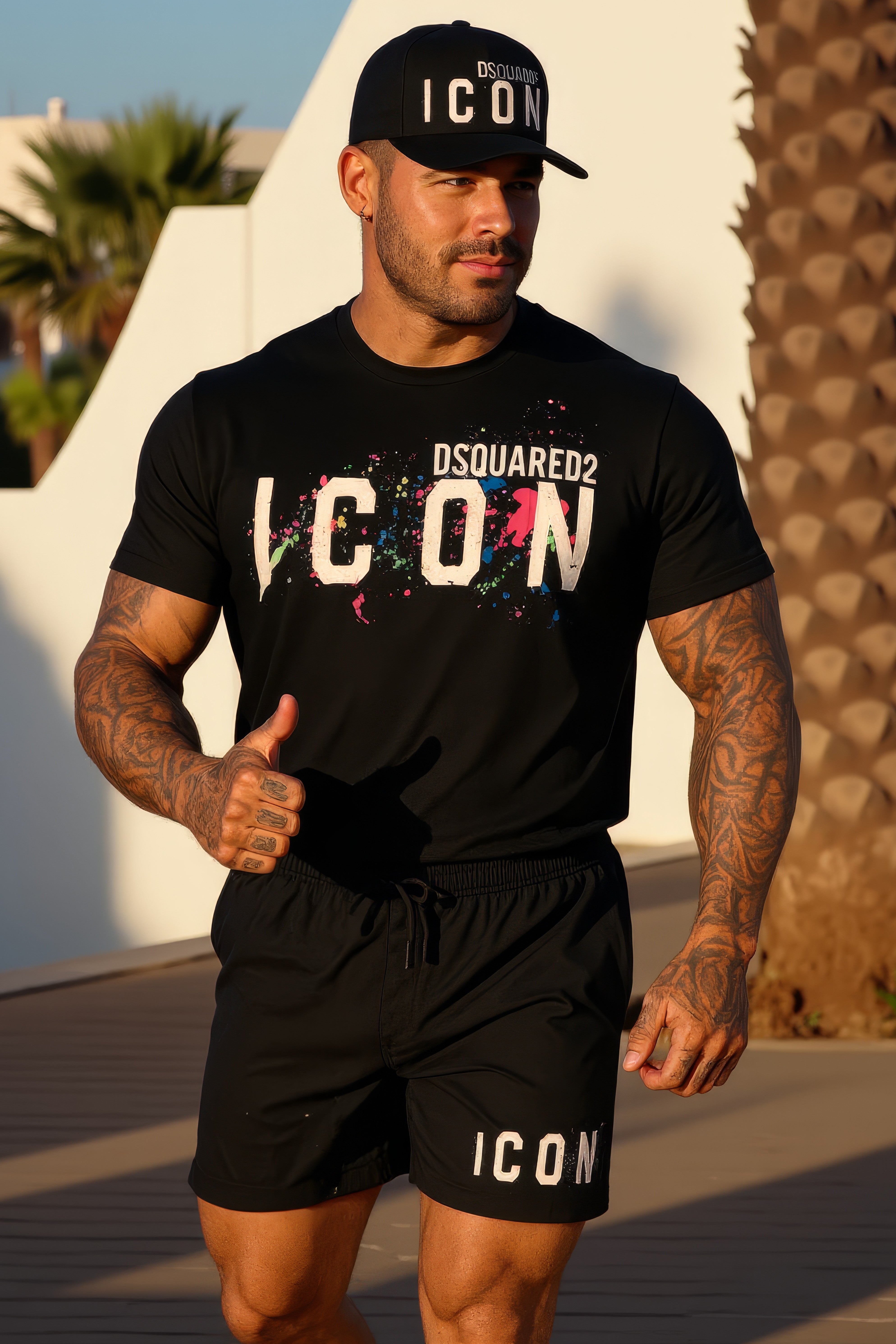 LUXURY HUB DSQUARED2 ICON PAINT SPLATTER TEE