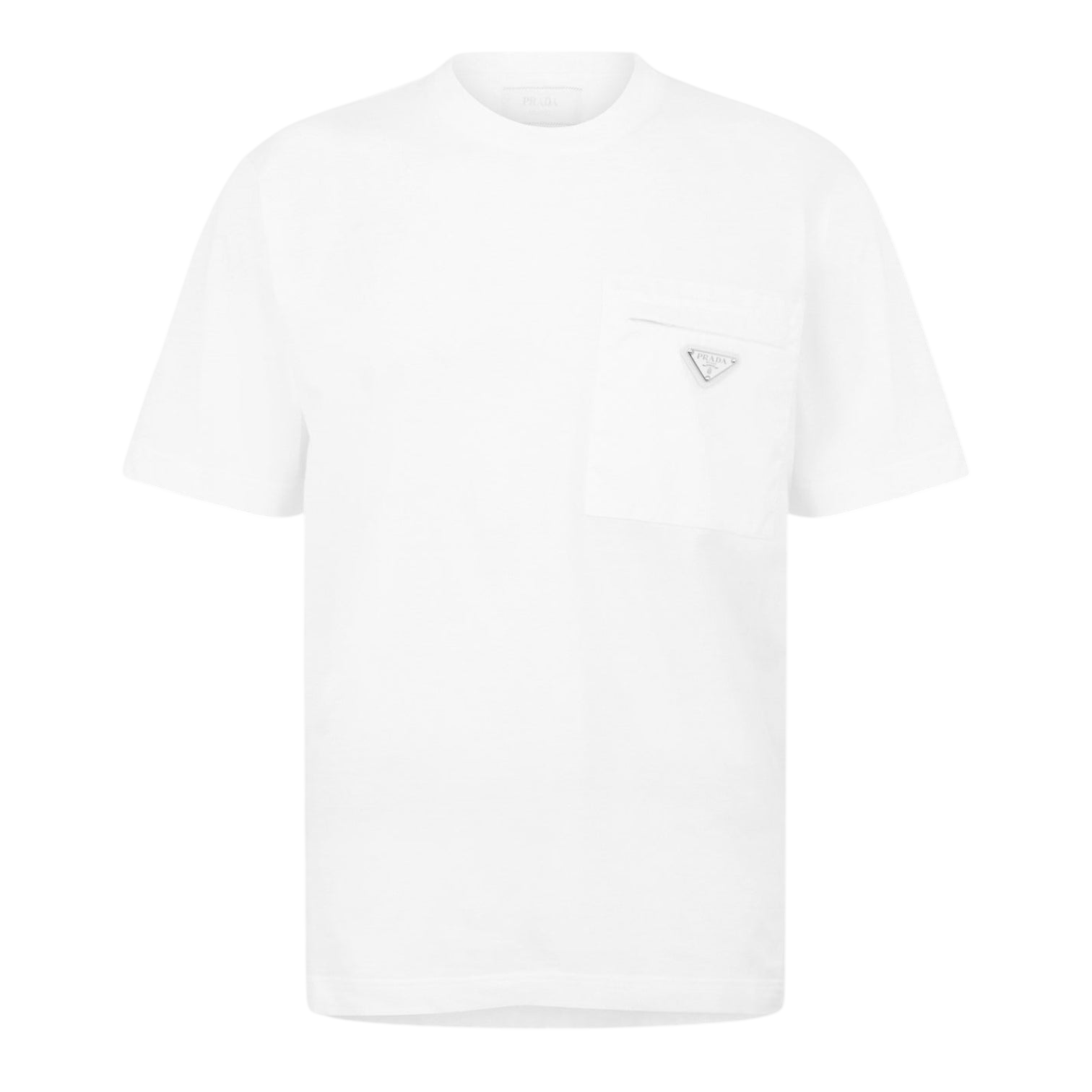 LUXURY HUB PRADA MEN'S PLAIN COTTON BADGE POCKET TEE